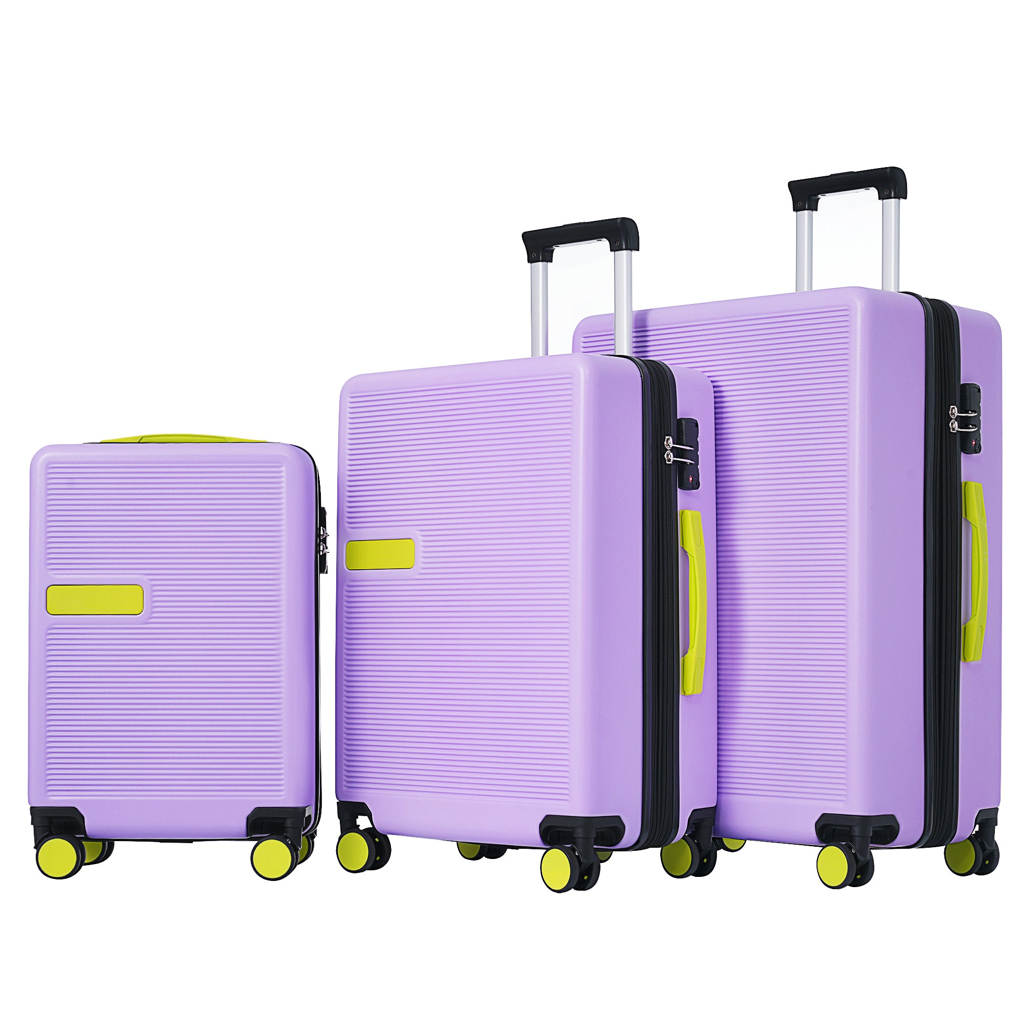 Contrast Color 3 Piece Luggage Set Hardside Spinner Suitcase with TSA Lock 20" 24' 28" Available--1