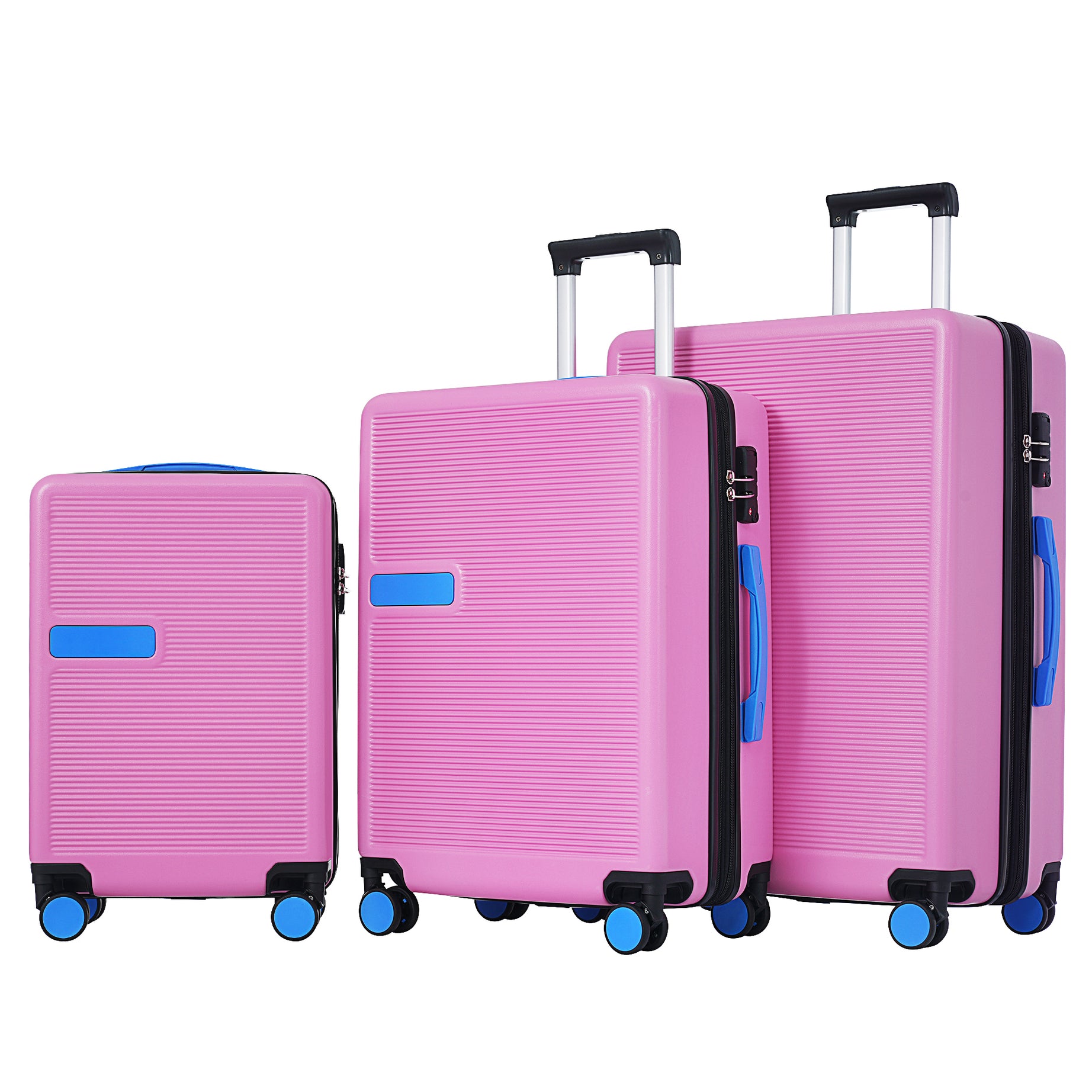 Contrast Color 3 Piece Luggage Set Hardside Spinner Suitcase with TSA Lock 20" 24' 28" Available--1