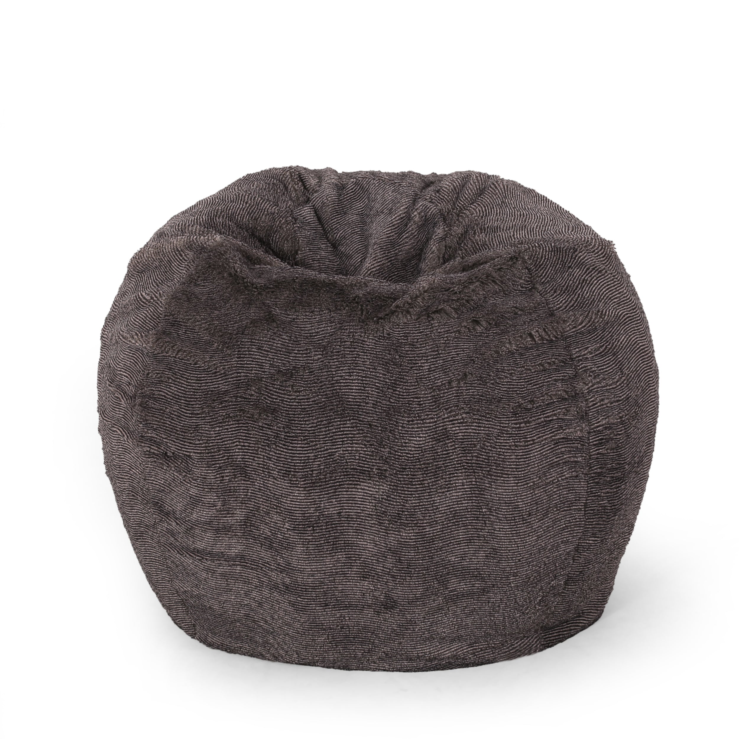 Vida 3 Foot Rounded Faux Fur Bean Bag, Brown/Beige--1