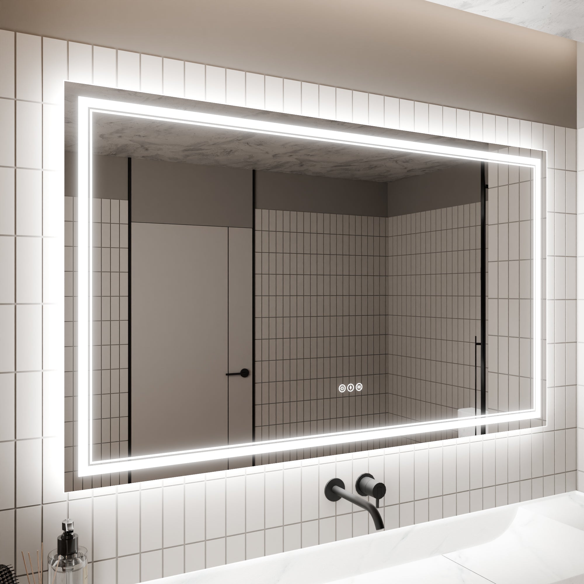 LED Bathroom Mirror, 36x60 inch Bathroom Vanity Mirrors with Lights, Mirrors for Wall with Smart Touch Button, Anti-Fog, Memory Function, Stepless Dimmable Makeup Mirror (Horizontal/Vertical)--1