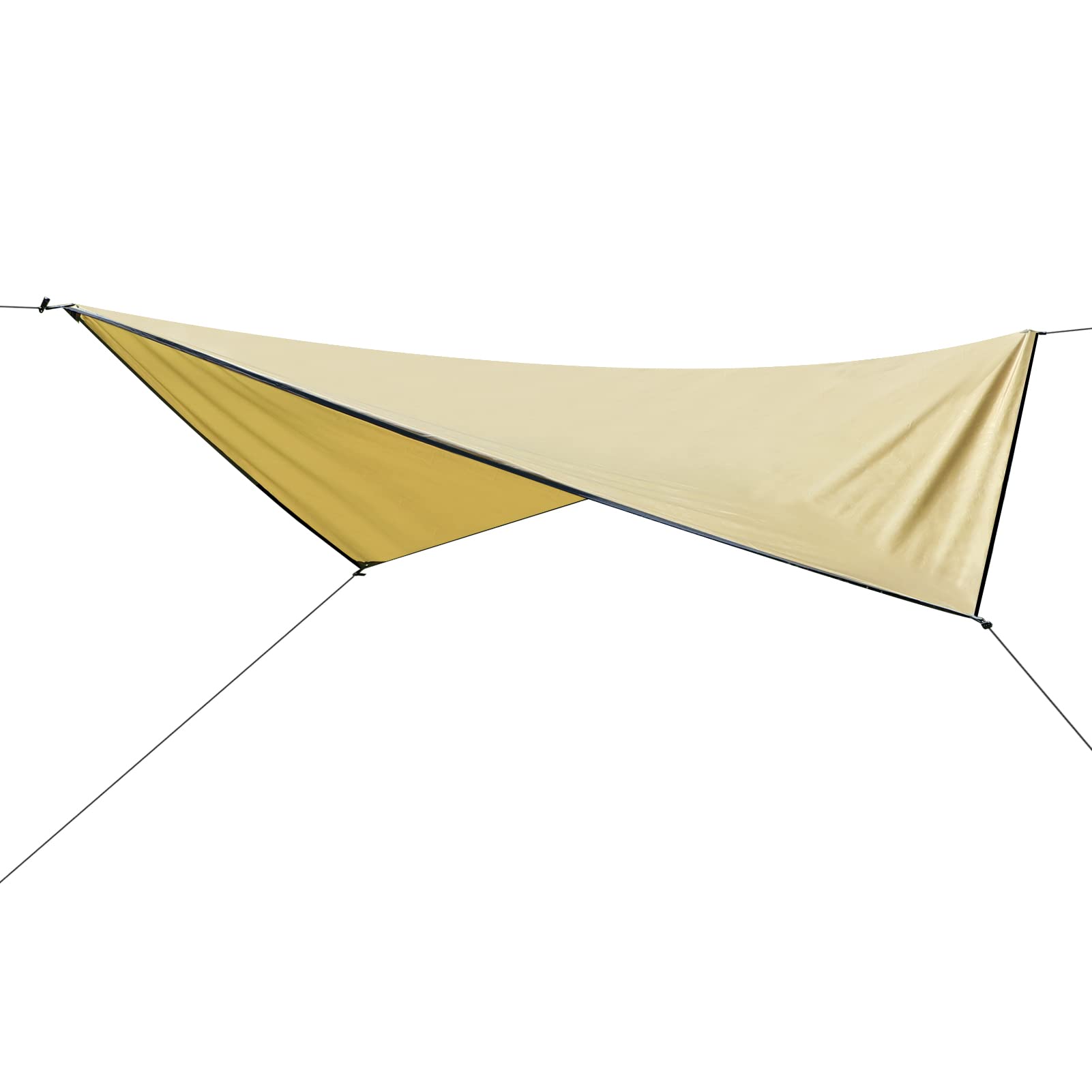 Camping Tarp Waterproof, Hammock Rain Fly Lightweight, Backpack Tarp Portable, Multifunctional Tent Tarp for Camping, Emergency Shelter Tarp, UV Protection, 210T Polyester, 11.8 x 9.5 ft, Beige--1