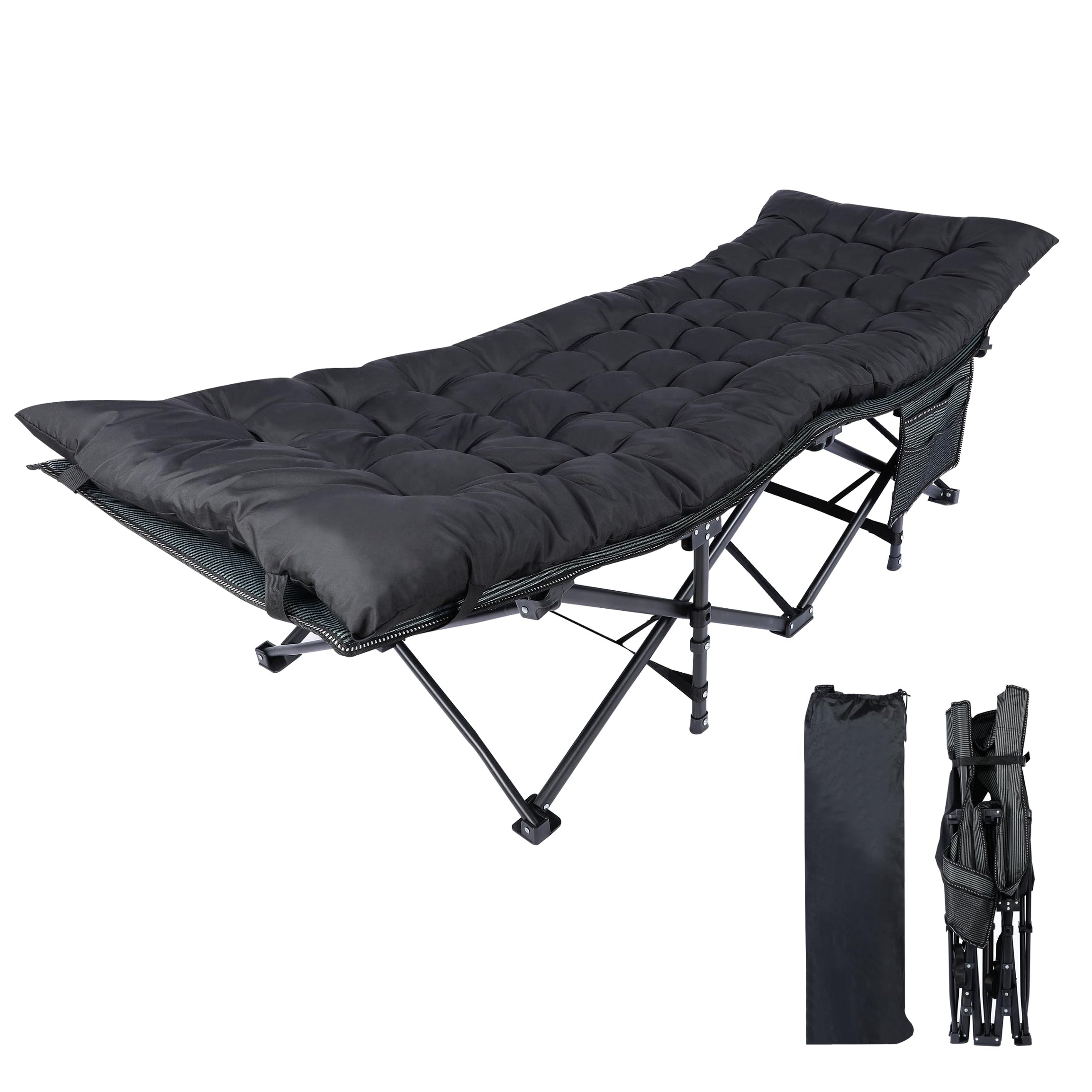 Adults, Foldable Outdoor with Portable Bag, Bed Lightweight Sleeping Cots for Camping, Easy to Set up, Black--1