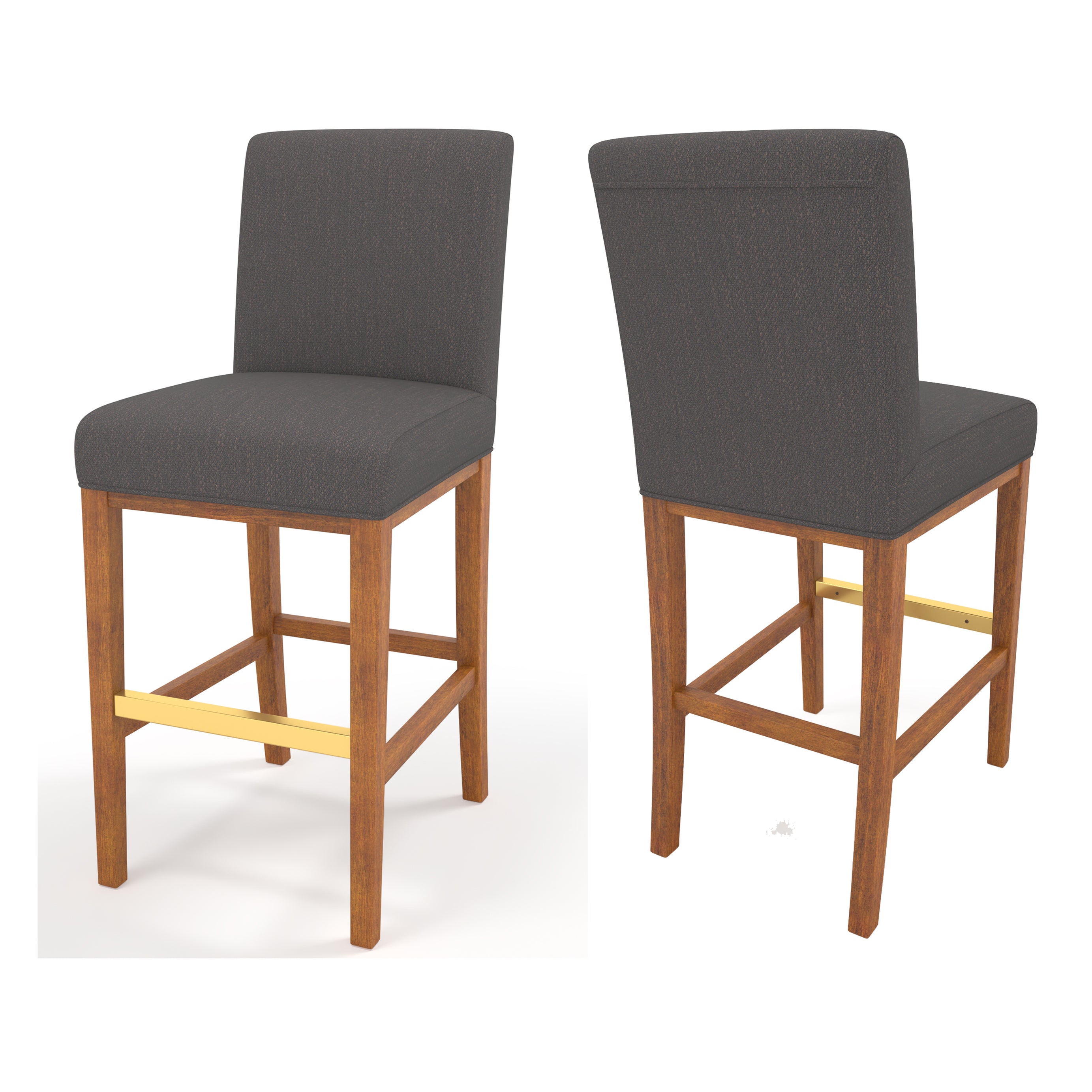 ( Set of 2 ) 30.25'' Contemporary Fabric Bar Stool, Dark Grey--1