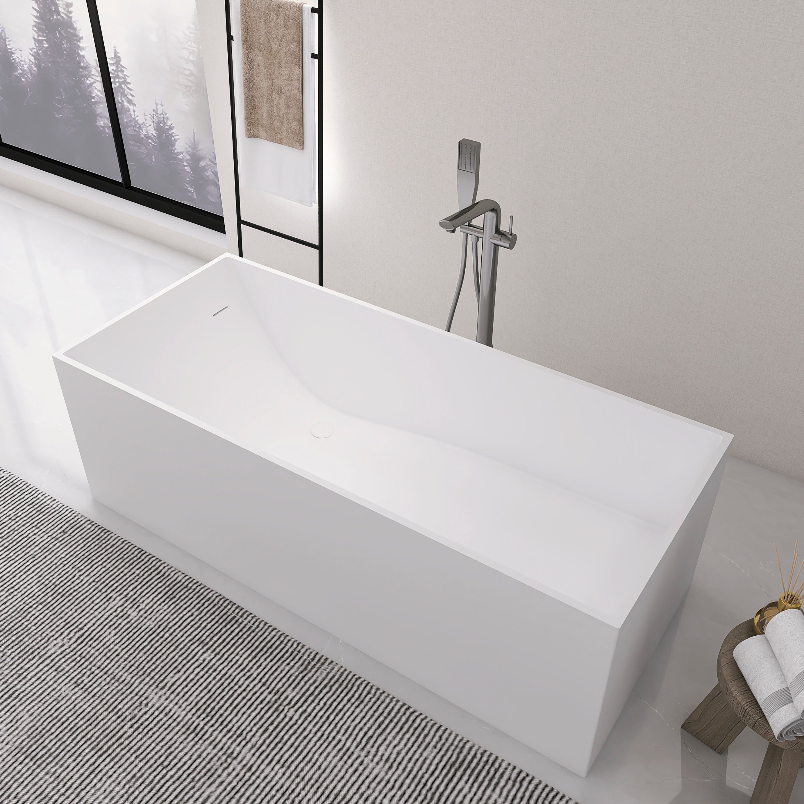 66.9 inch freestanding solid surface soaking bathtub for bathroom--1