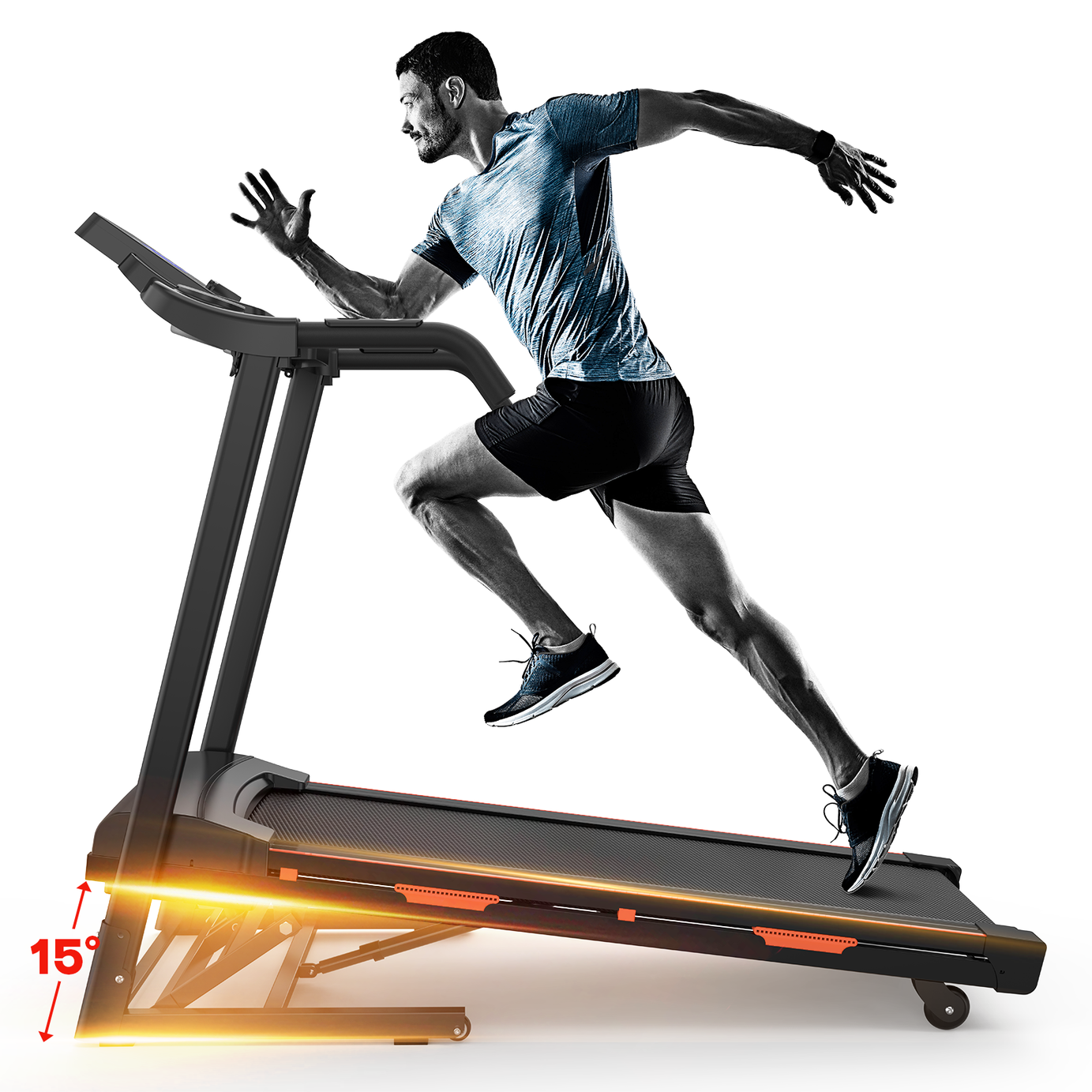 Foldable Treadmill with Incline, Electric Treadmill with Bluetooth Speaker, 3.5HP Powerful Motor, 330LBS Weight Capacity, Fitshow APP Support--1