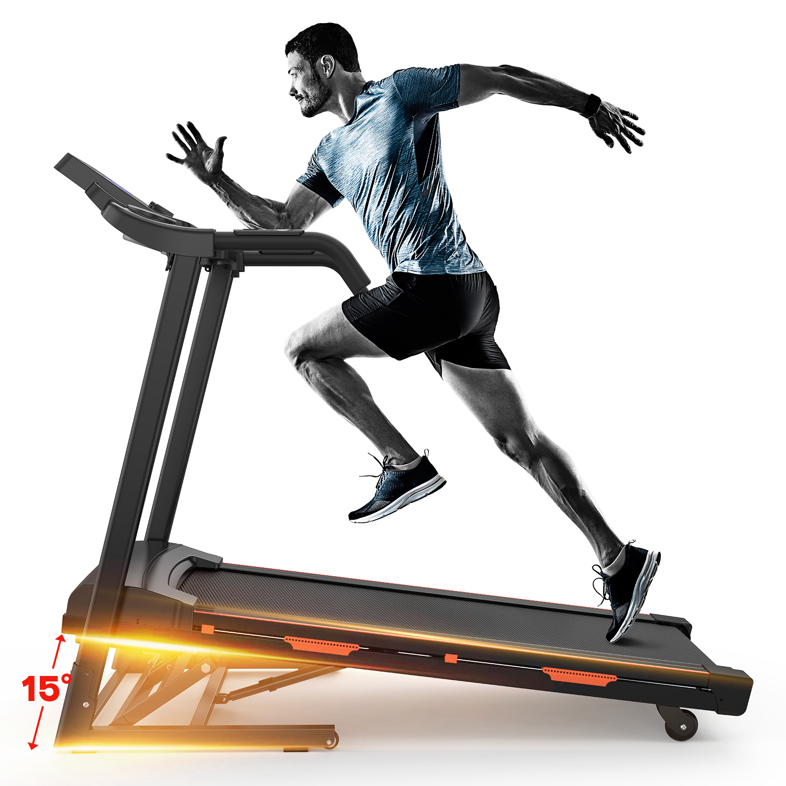 Foldable Treadmill with Incline, Electric Treadmill with Bluetooth Speaker, 3.5HP Powerful Motor, 330LBS Weight Capacity, Fitshow APP Support--1