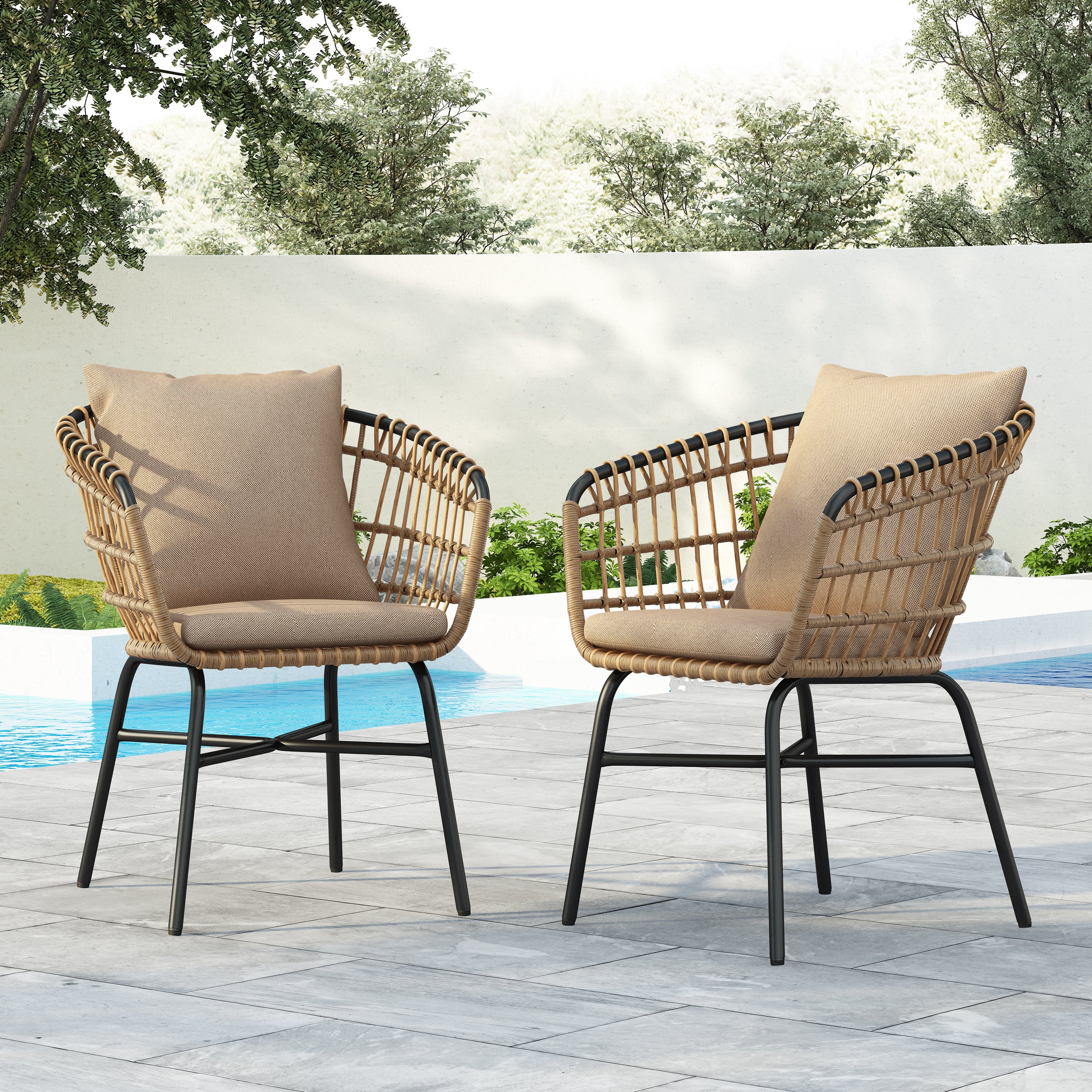 Outdoor Patio chair with cushions(Set of 2)--1