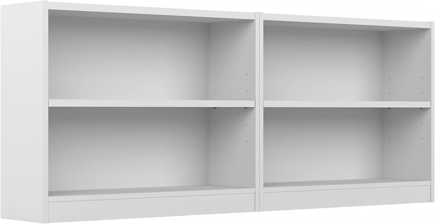 Bush Furniture Universal 2 Shelf Bookcase Set of 2 in Pure White--1