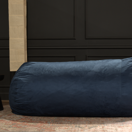 Jasper Traditional 8 Foot Cylindrical Suede Bean Bag, Blue--1