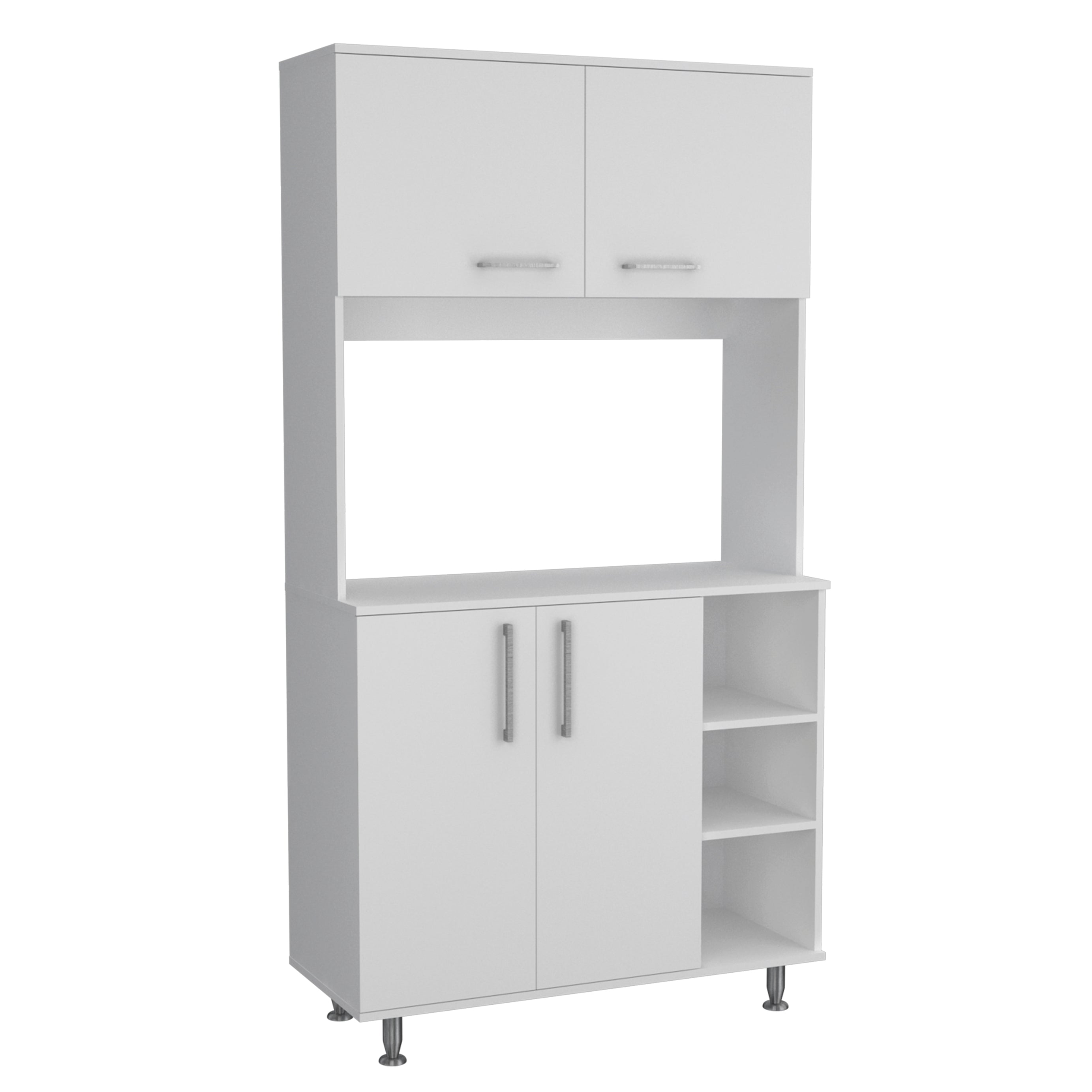 95 Pantry Kit, Four Legs, Double Door Cabinet, Three Shelves  -White--2