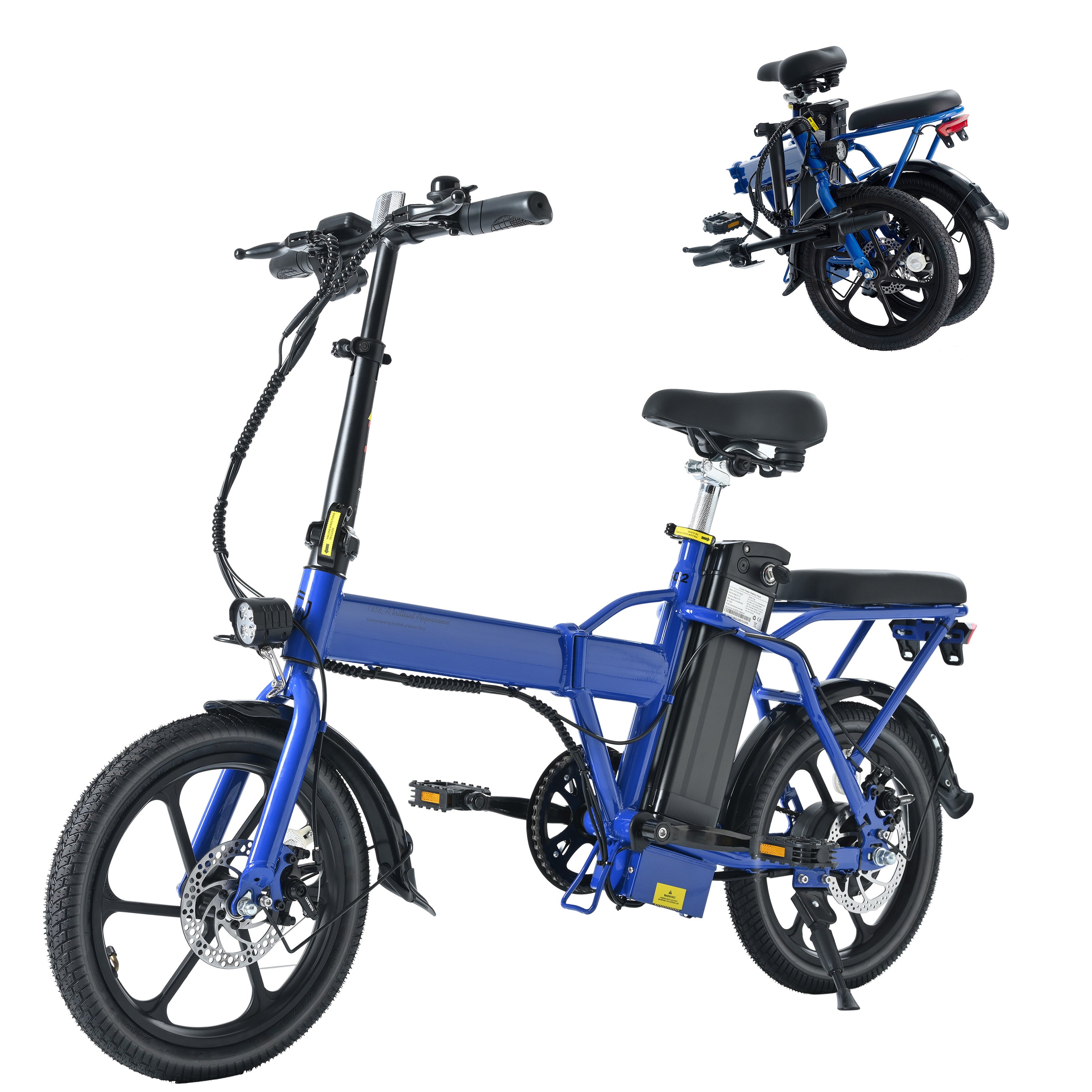 Adult Electric Bicycles 500 W Motor 15.5 MPH Max Speed, 16inch Tire, 42 V 10.4 AH Removable Battery for Electric Bike, Multi-Shock Absorption, City Commuter,  Fold able  Adult Electric Bicycle--1