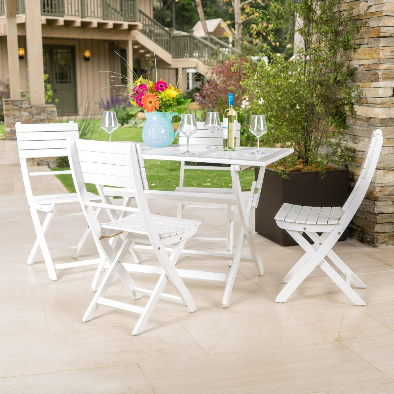 POSITANO FOLDABLE DINING SET, WHITE--1