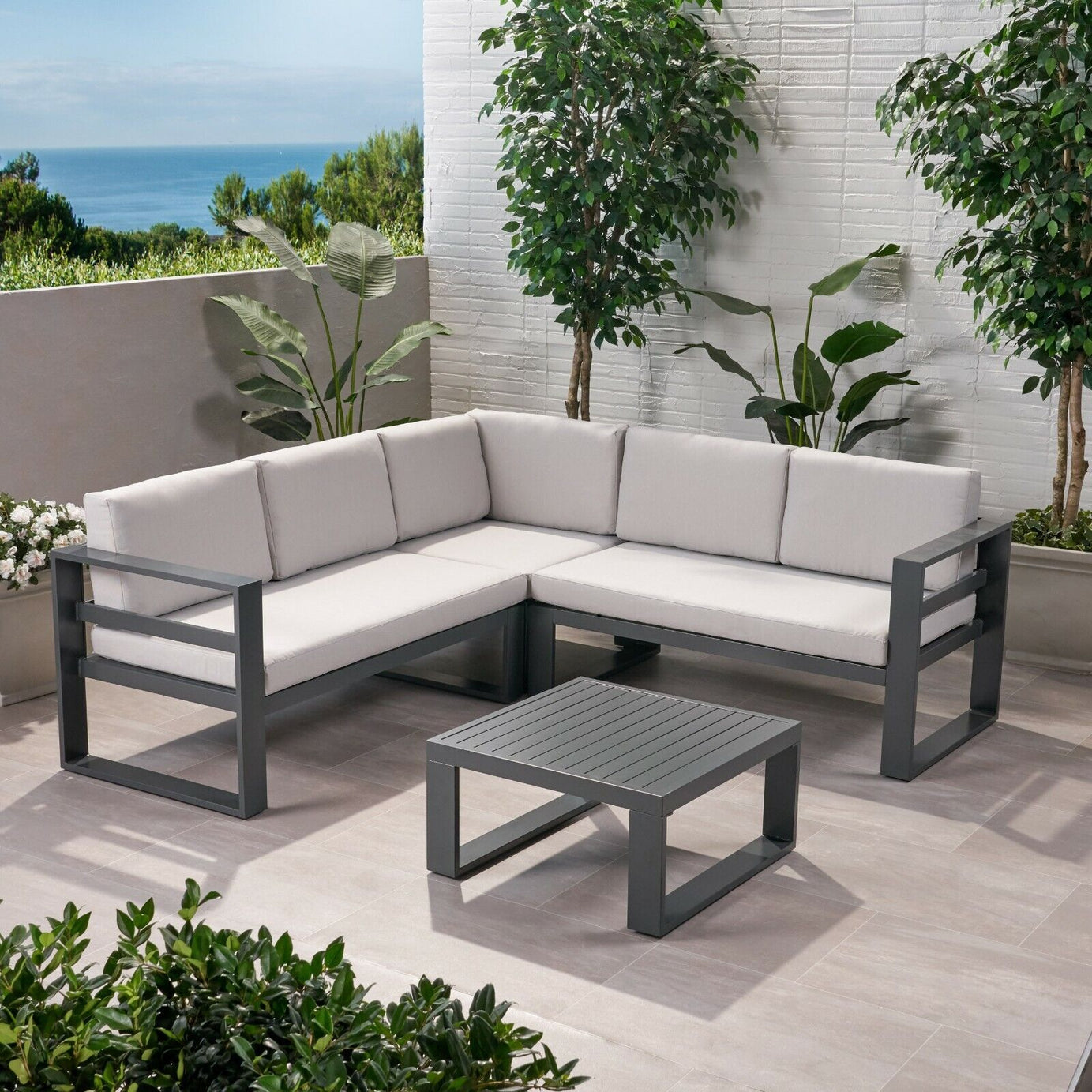 Dursley Outdoor Aluminum V Shape Sofa Sectional--1