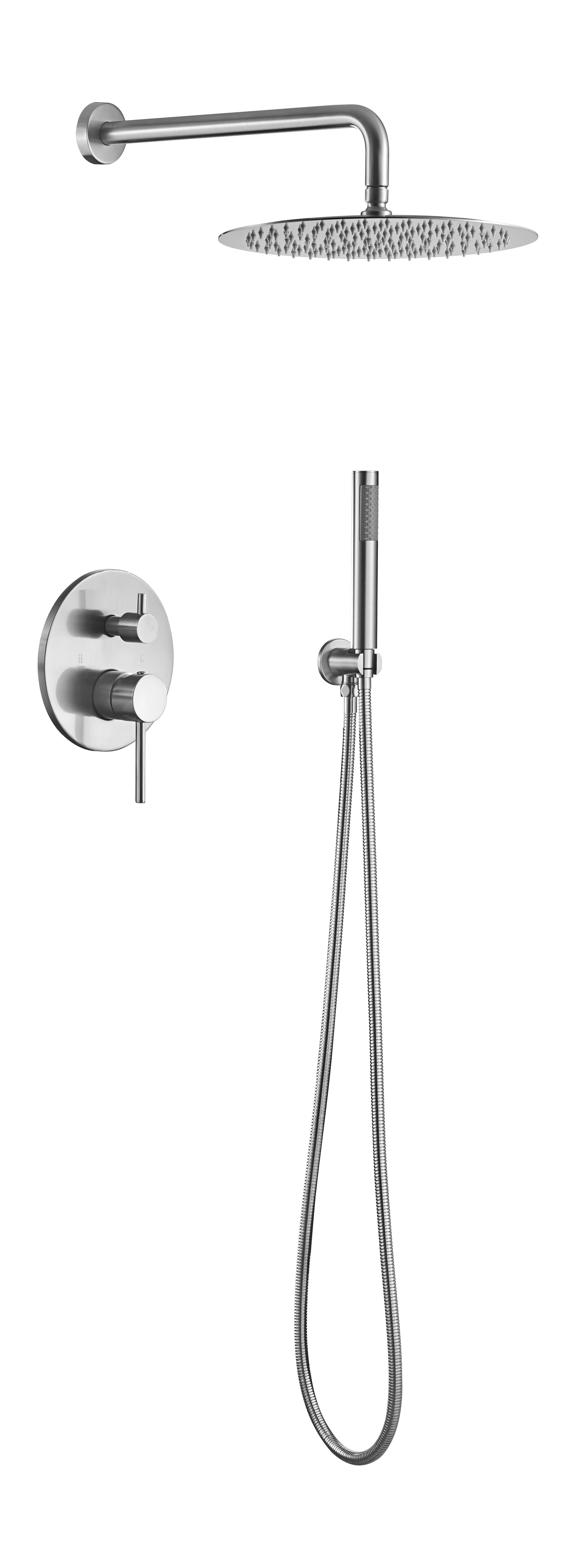 Shower System, Wall Mounted Shower Faucet Set for Bathroom with High Pressure 10" Stainless Steel Rain Shower head Handheld Shower Set, 2 Way Pressure Balance Shower Valve Kit--1