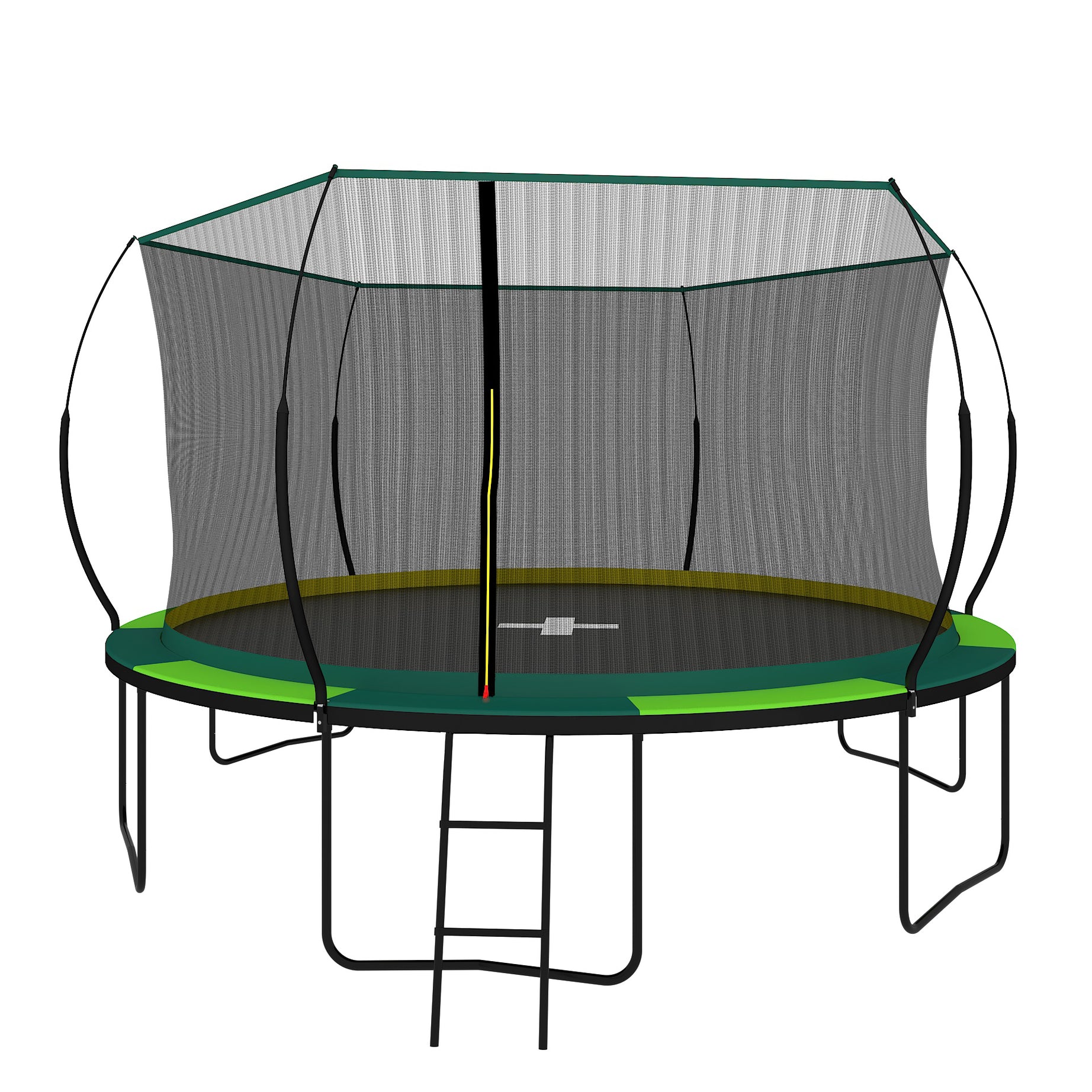 YC 14FT Recreational Trampolines with Enclosure for Kids and Adults with Patented Fiberglass Curved Poles Pumpkin -Green--1