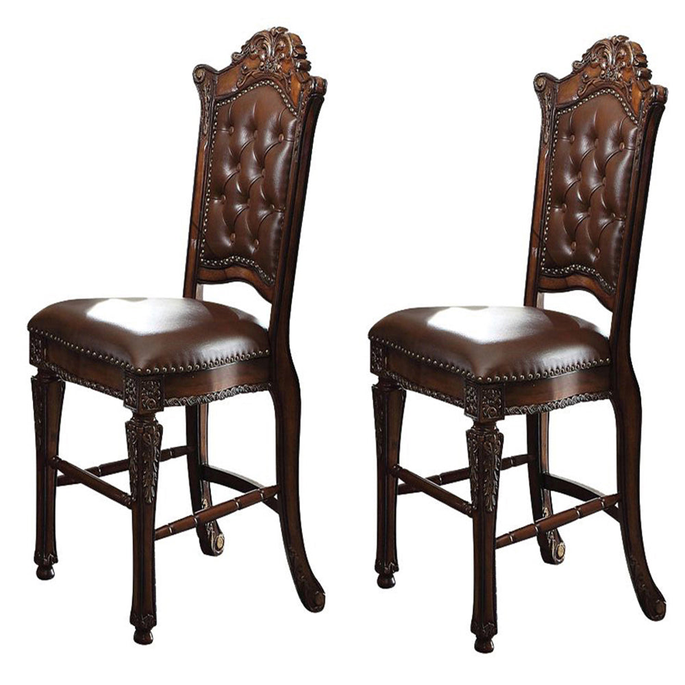 Cherry Counter Height Stools with Nailhead Trim (Set of 2)--1