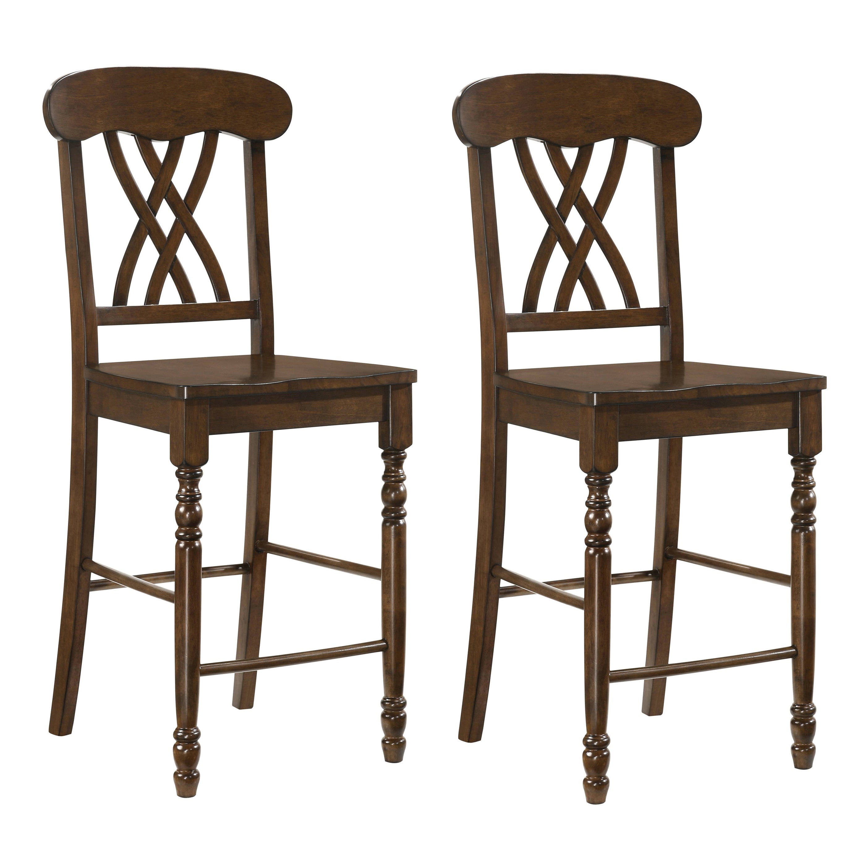 Walnut Cross Back Counter Height Stools (Set of 2)--1