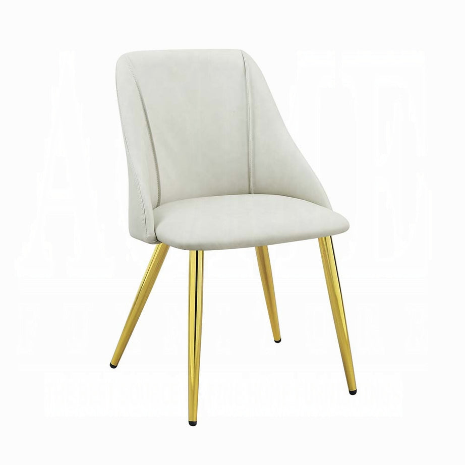 White and Gold Tight Back Side Chairs (Set of 2)--1