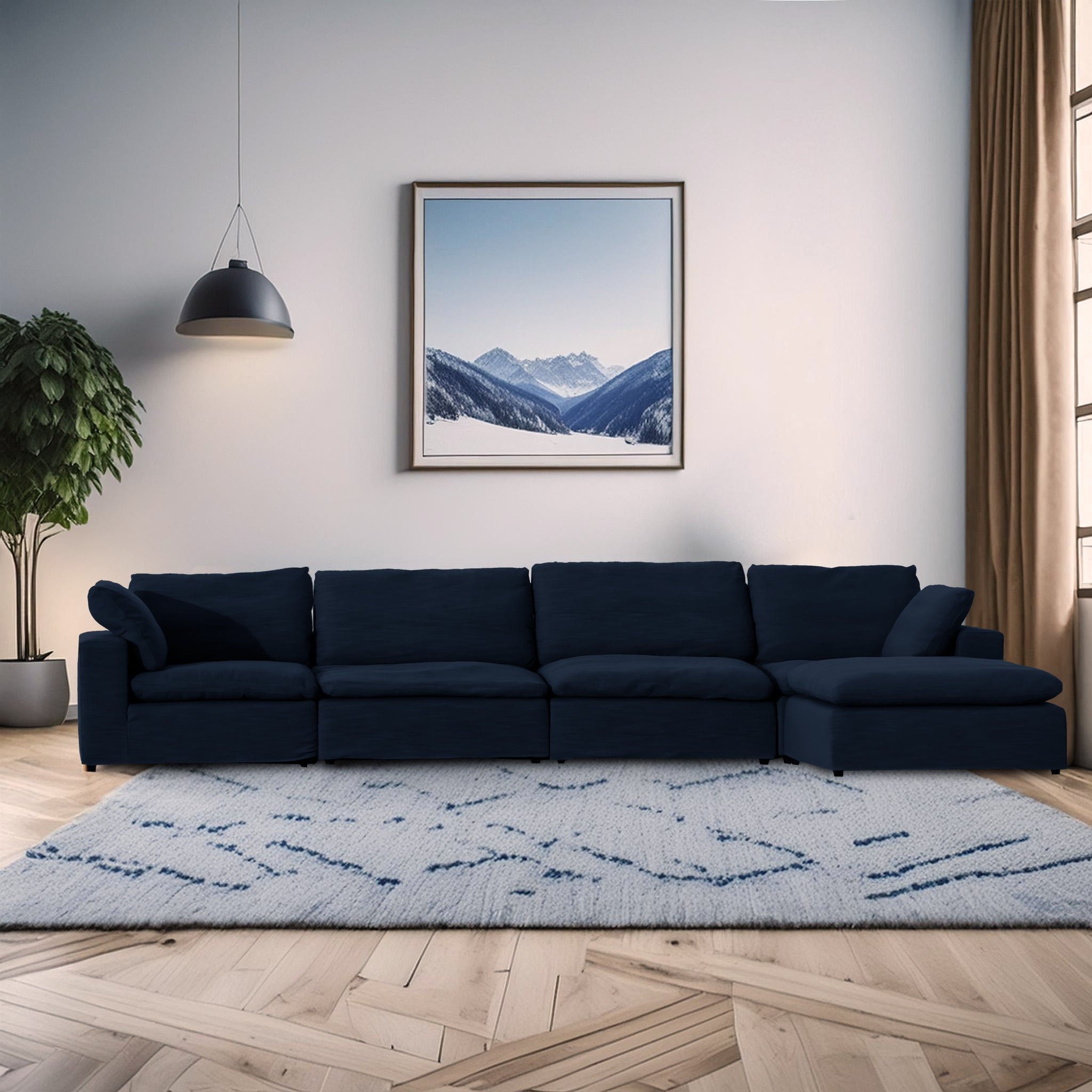 Harper Luxe Navy Sectional - 5 seat Configuration--1