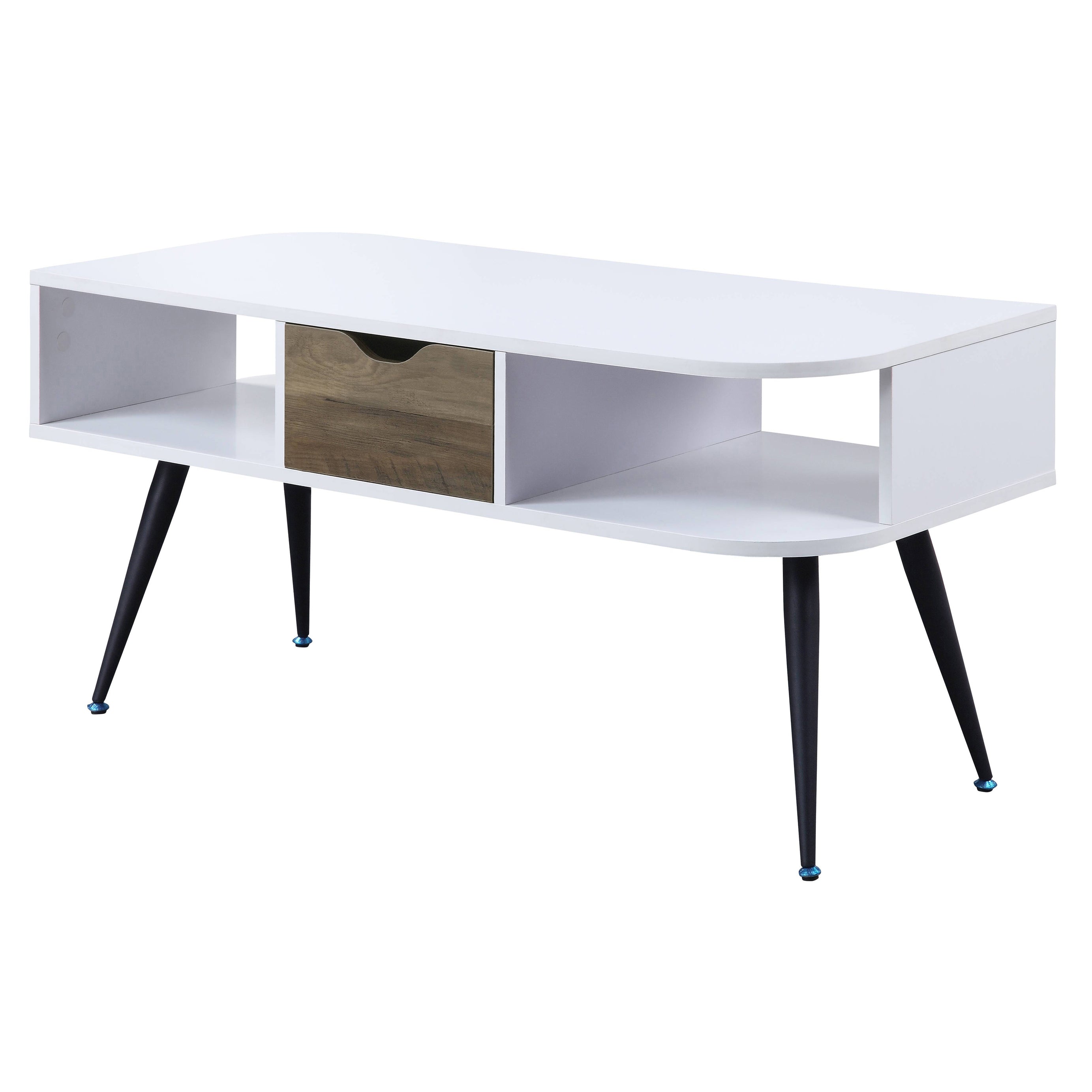 White and Black Coffee Table with 1 Drawer--1