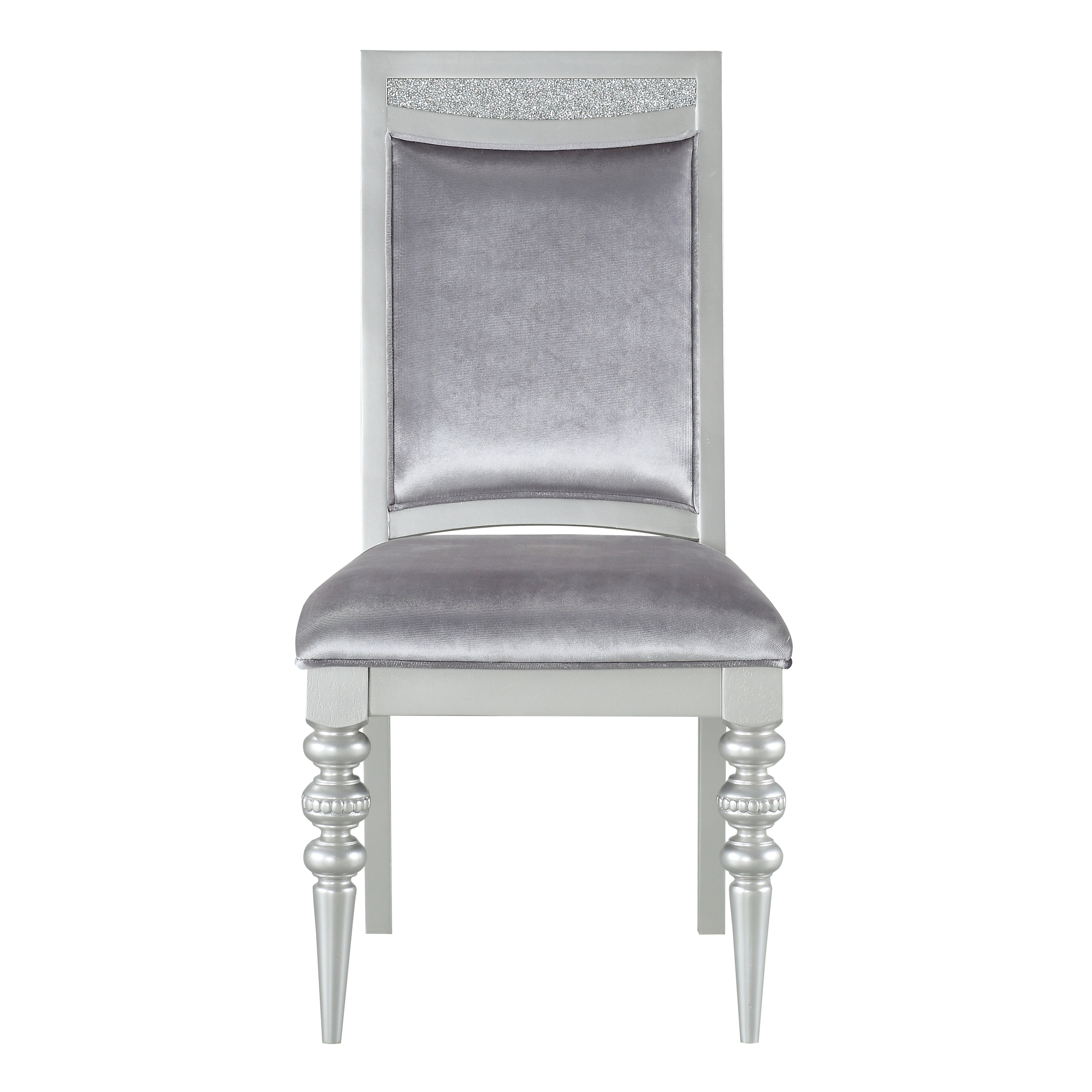 Grey and Platinum Upholstered Side Chairs (Set of 2)--2