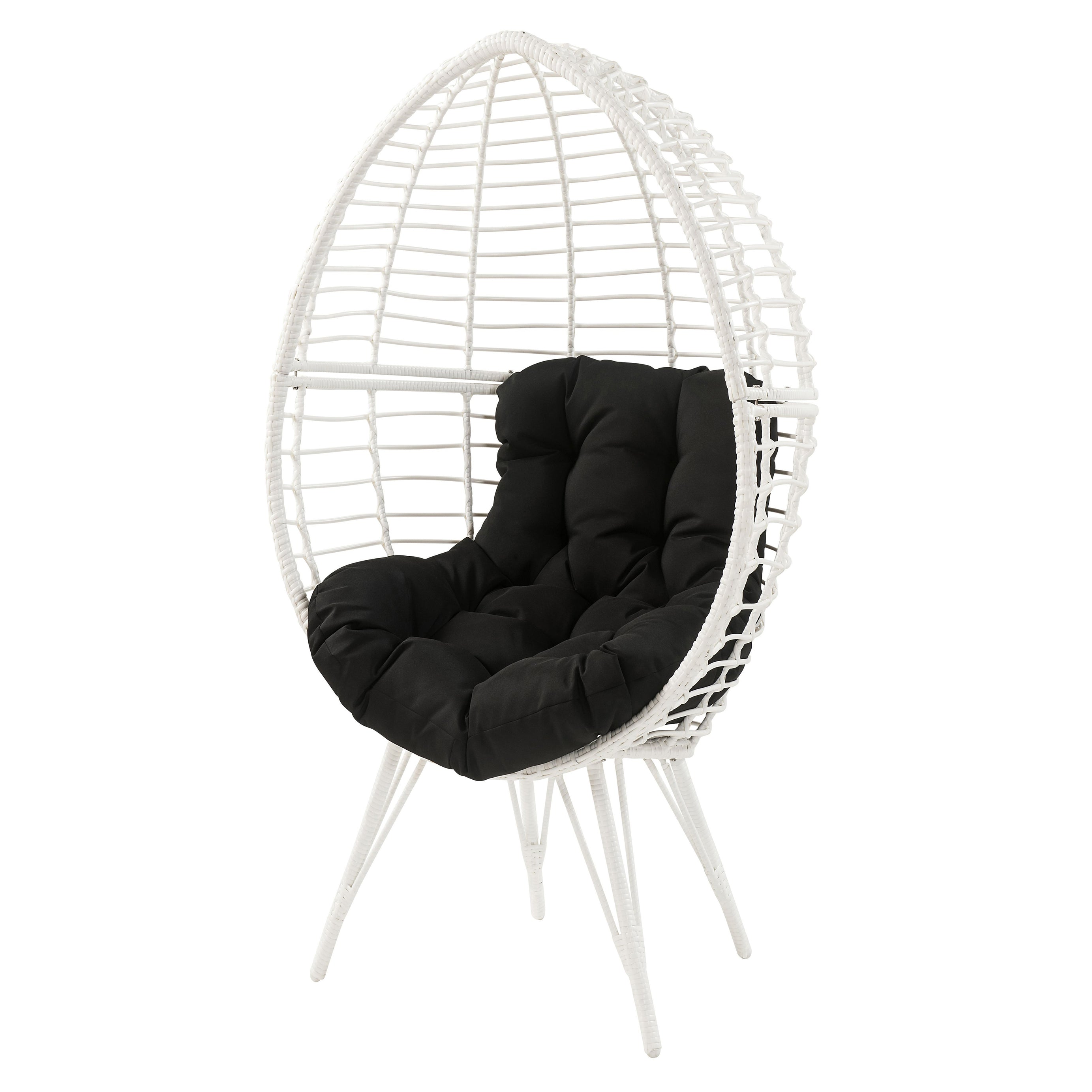 Black and White Patio Chair with Removable Cushion--1