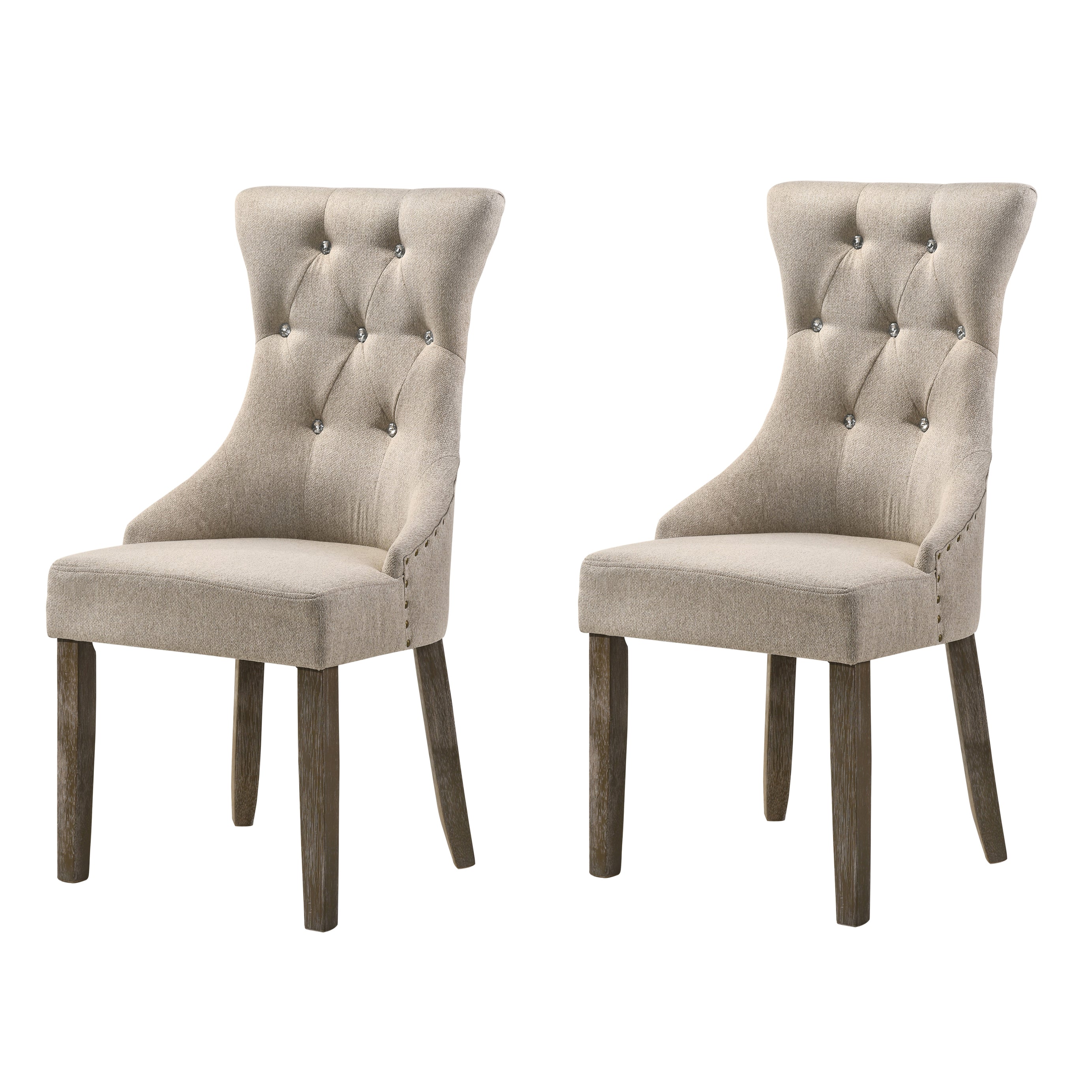 Beige and Reclaimed Grey Tufted Back Side Chairs (Set of 2)--1