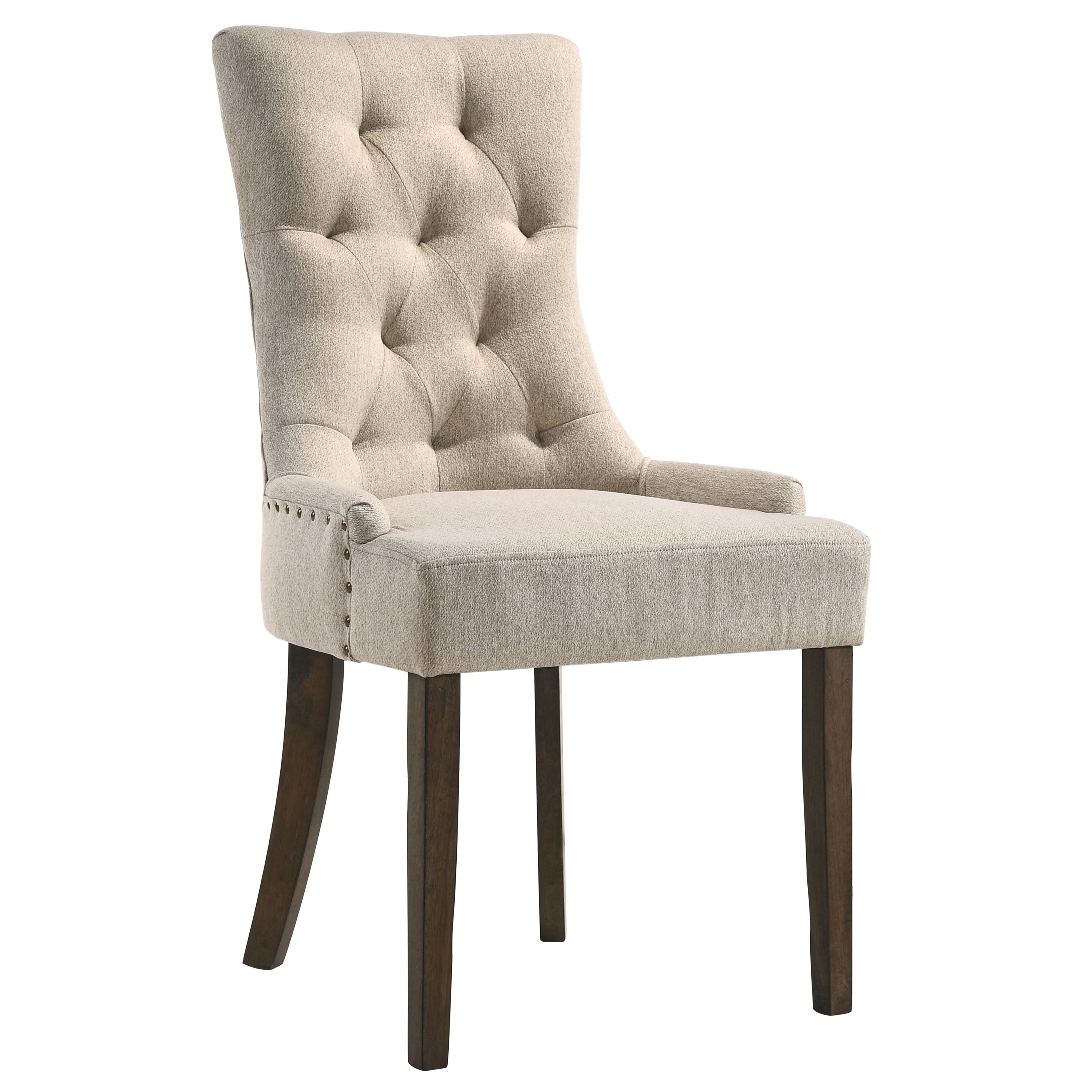 Beige and Weathered Oak Tufted Back Parson Chairs (Set of 2)--1