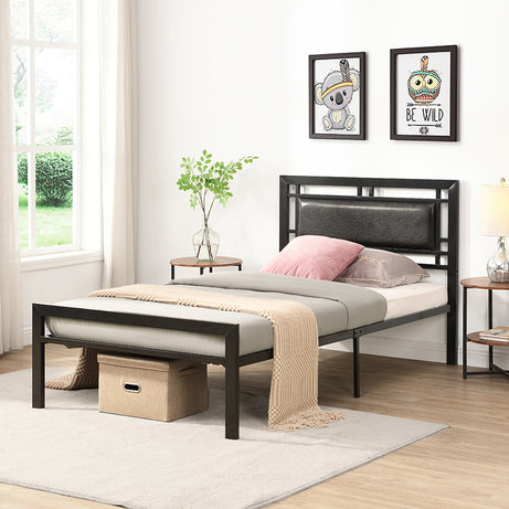 Twin Size metal bed Sturdy System Metal Bed Frame ,Modern style and comfort to any bedroom ,black--1