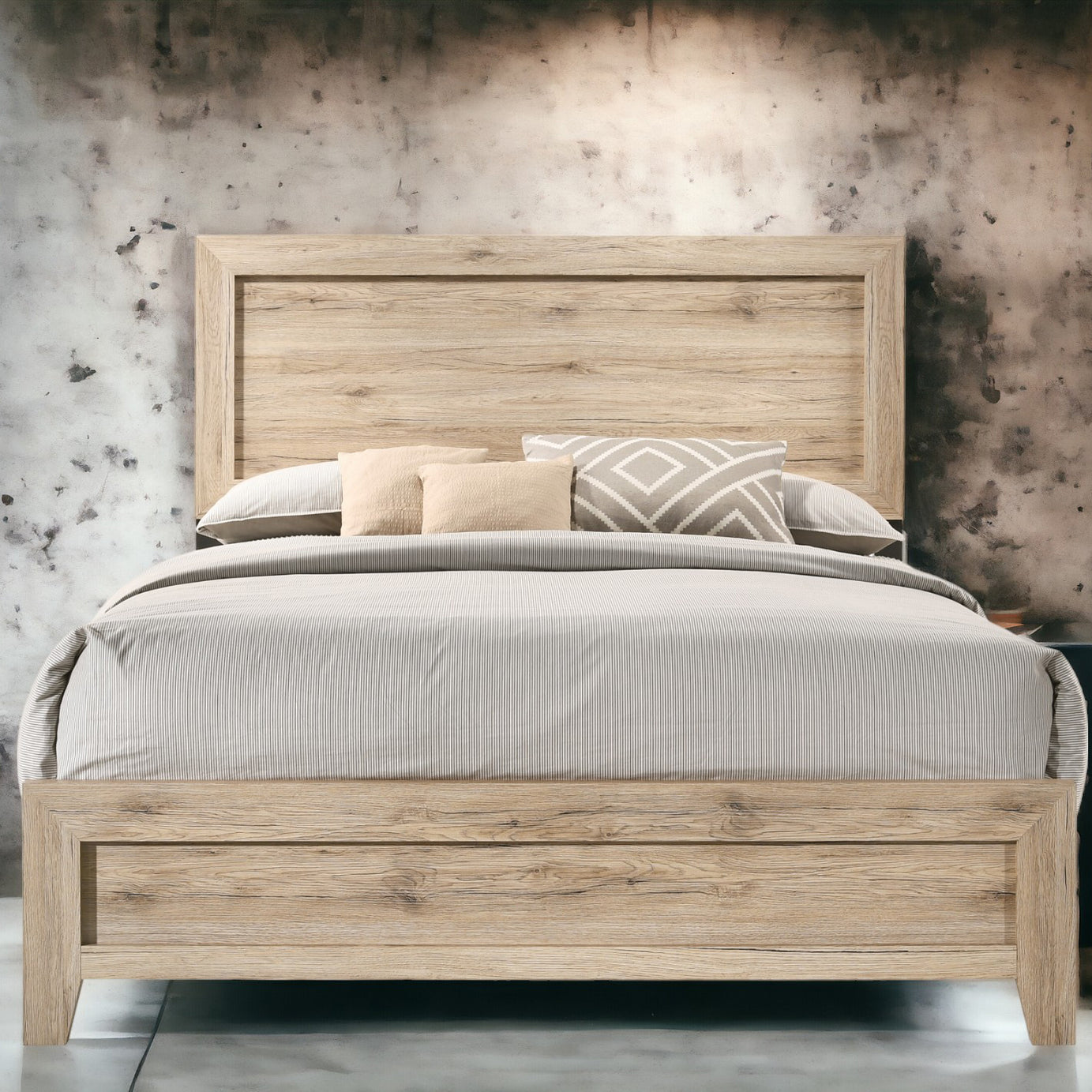 Natural Queen Panel Bed--1