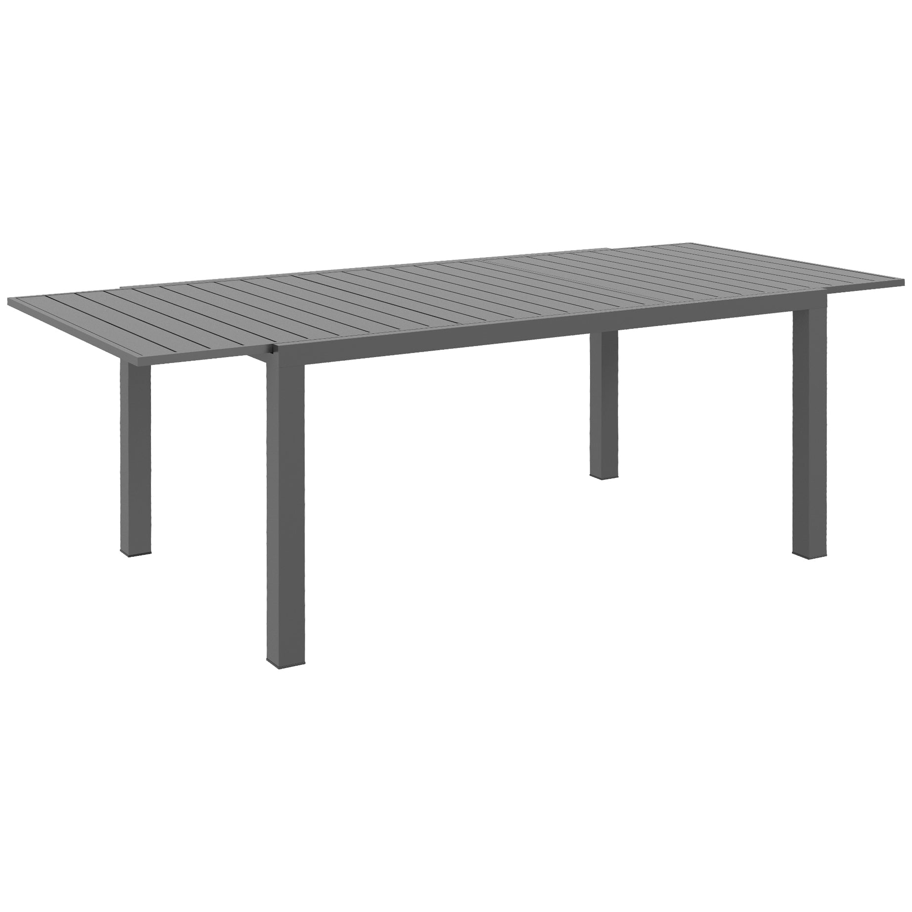 Outsunny Expandable Patio Table, Rectangle Patio Table, Outdoor Dining Table for 6-8 People with Aluminum Frame & Slatted Tabletop for Garden, Lawn, Balcony, Terrace, Charcoal Gray--1