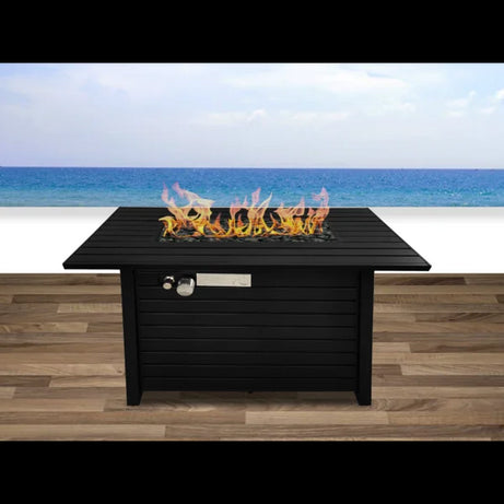 25" H x 42" W Steel Outdoor Fire Pit Table with Lid--1