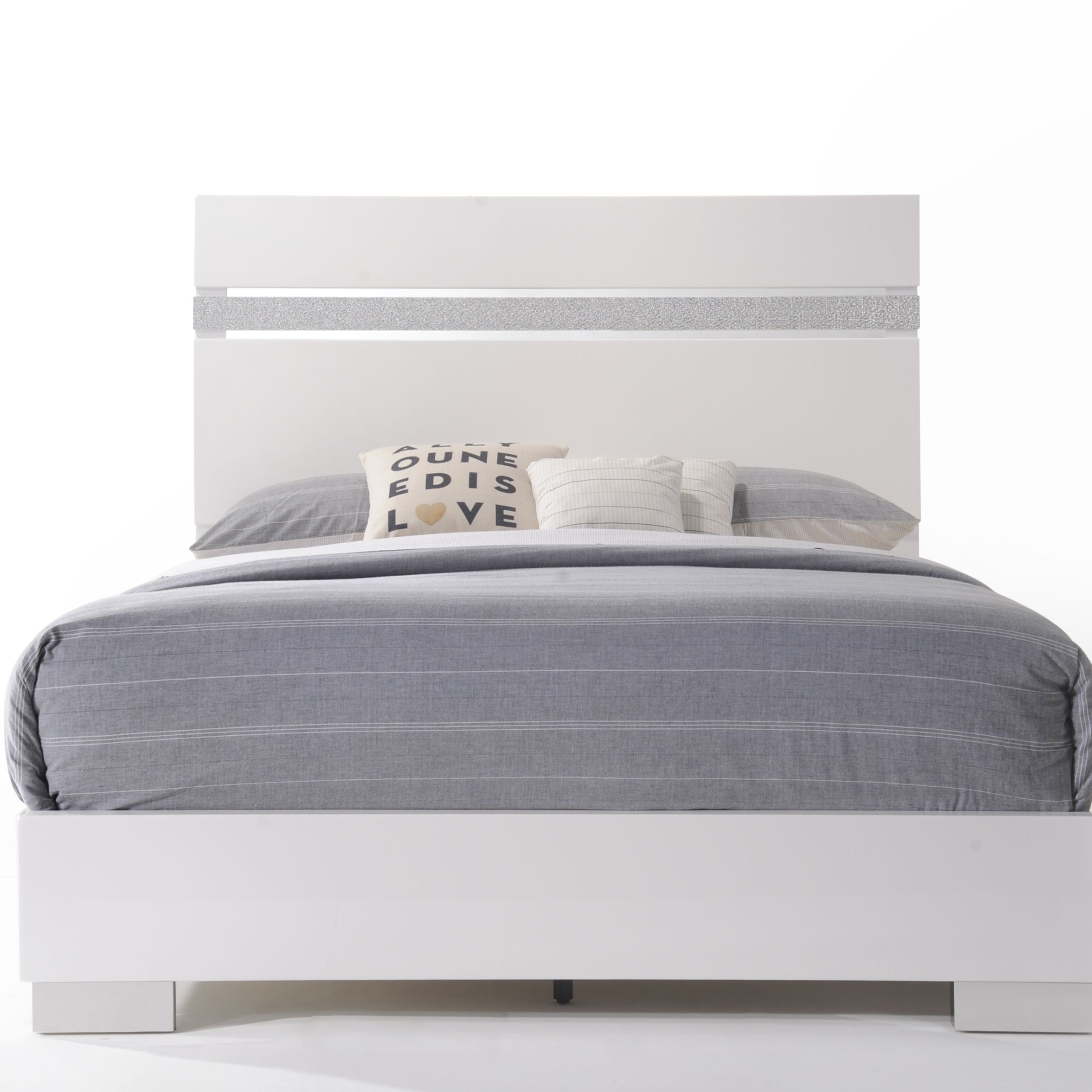 White High Gloss Queen Bed--1