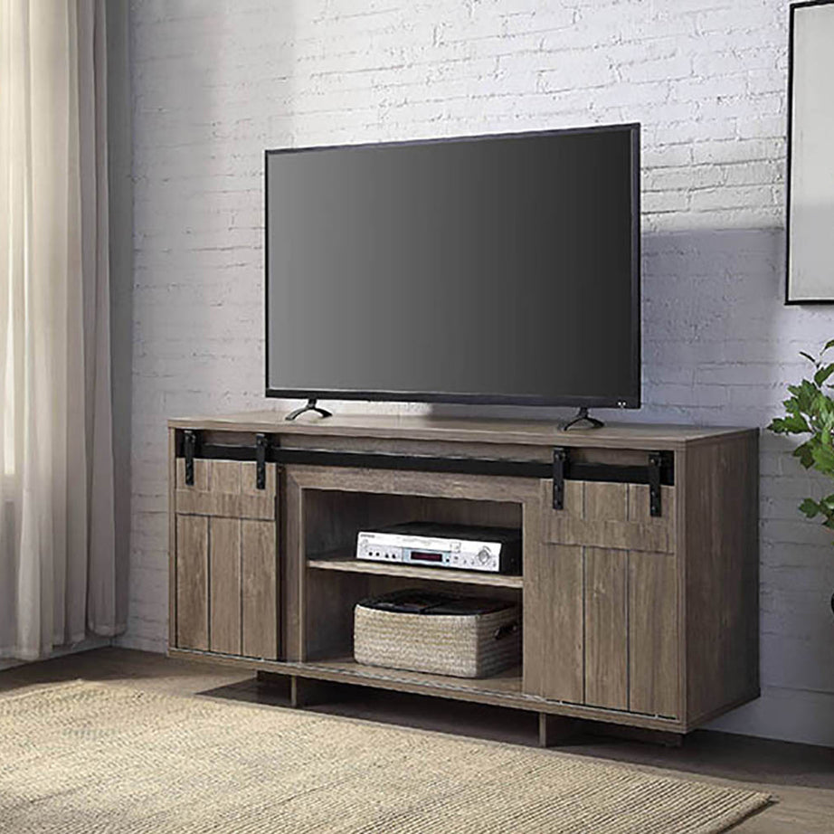 Grey Washed 2-Shelf TV Stand--1