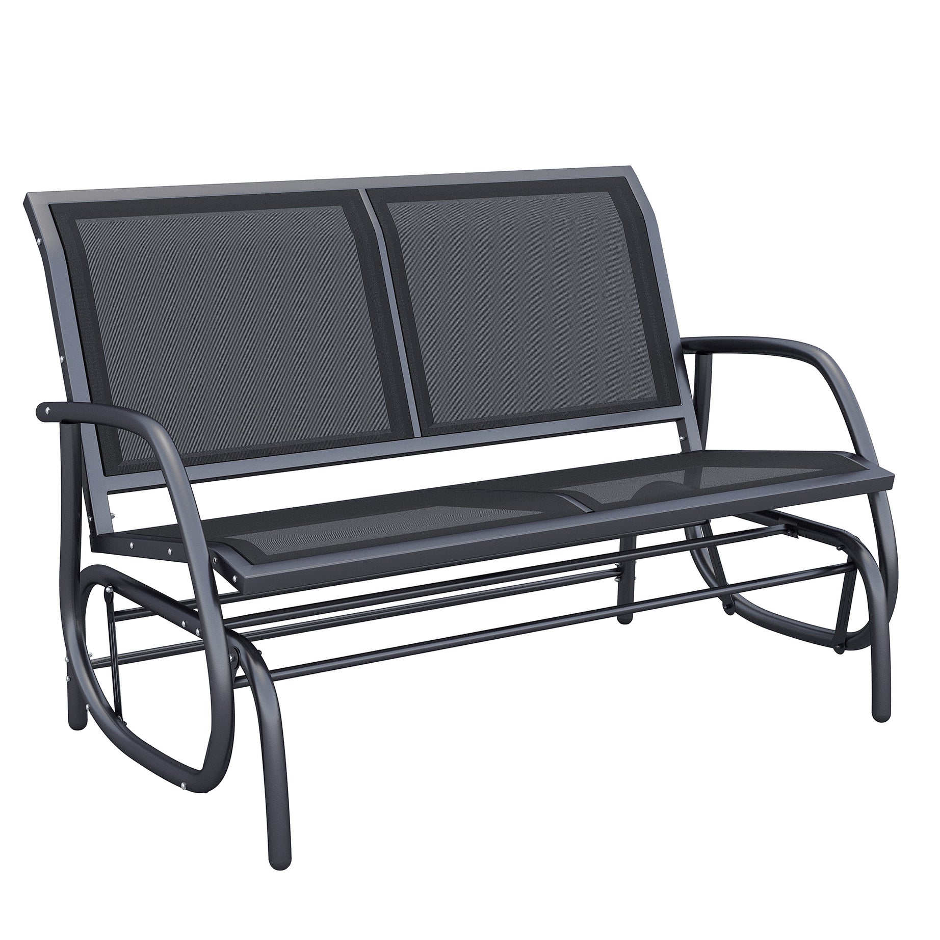 Outsunny 2-Person Outdoor Glider Bench, Patio Double Swing Rocking Chair Loveseat w/ Powder Coated Steel Frame for Backyard Garden Porch, Black--1