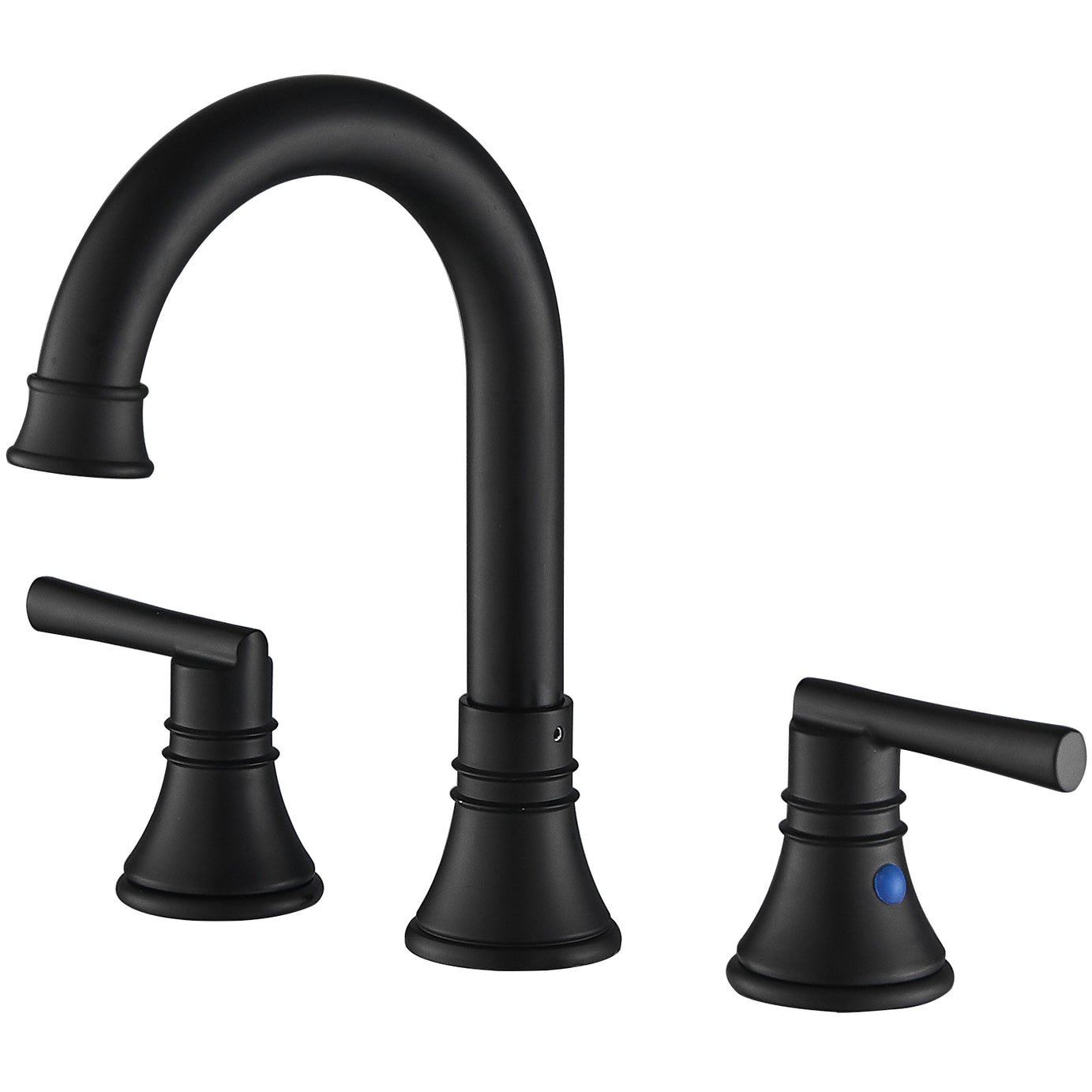 8" Widespread Dual-Handle J-Spout Bathroom Sink Faucet in Matte Black--1