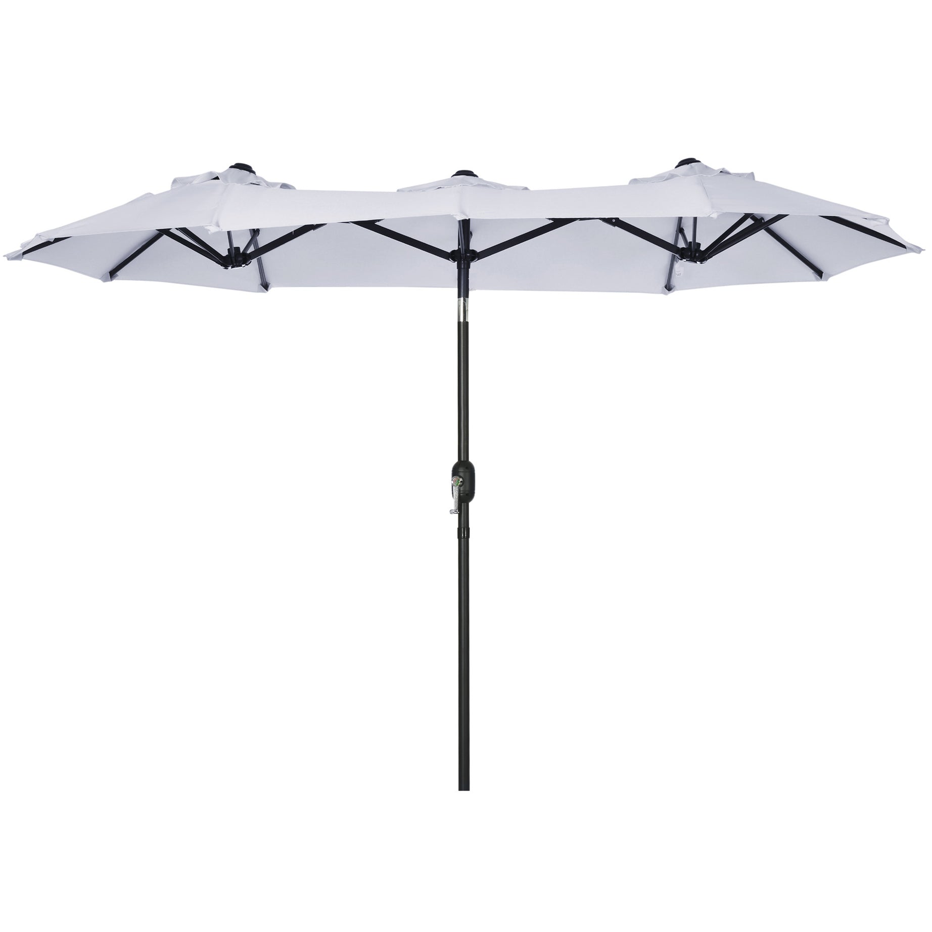 Outsunny Double-sided Patio Umbrella 9.5' Large Outdoor Market Umbrella with Push Button Tilt and Crank, 3 Air Vents and 12 Ribs, for Garden, Deck, Pool, White--1