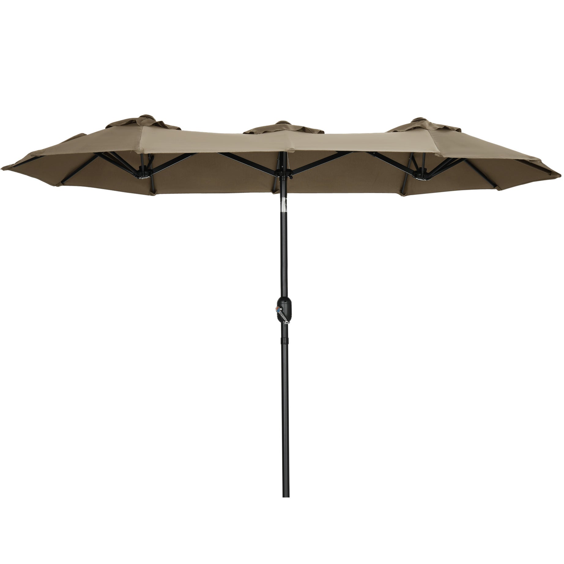 Outsunny Double-sided Patio Umbrella 9.5' Large Outdoor Market Umbrella with Push Button Tilt and Crank, 3 Air Vents and 12 Ribs, for Garden, Deck, Pool, Gray--1