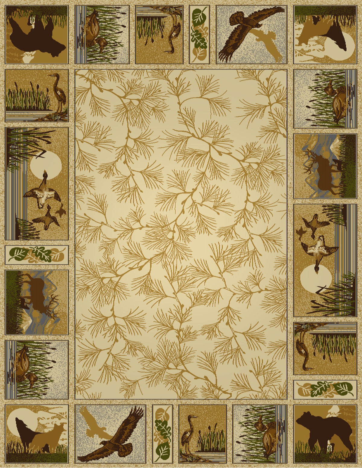 Woodland GC_RST5502 Cream 7 ft. 10 in. x 10 ft. 3 in. Lodge Area Rug--1