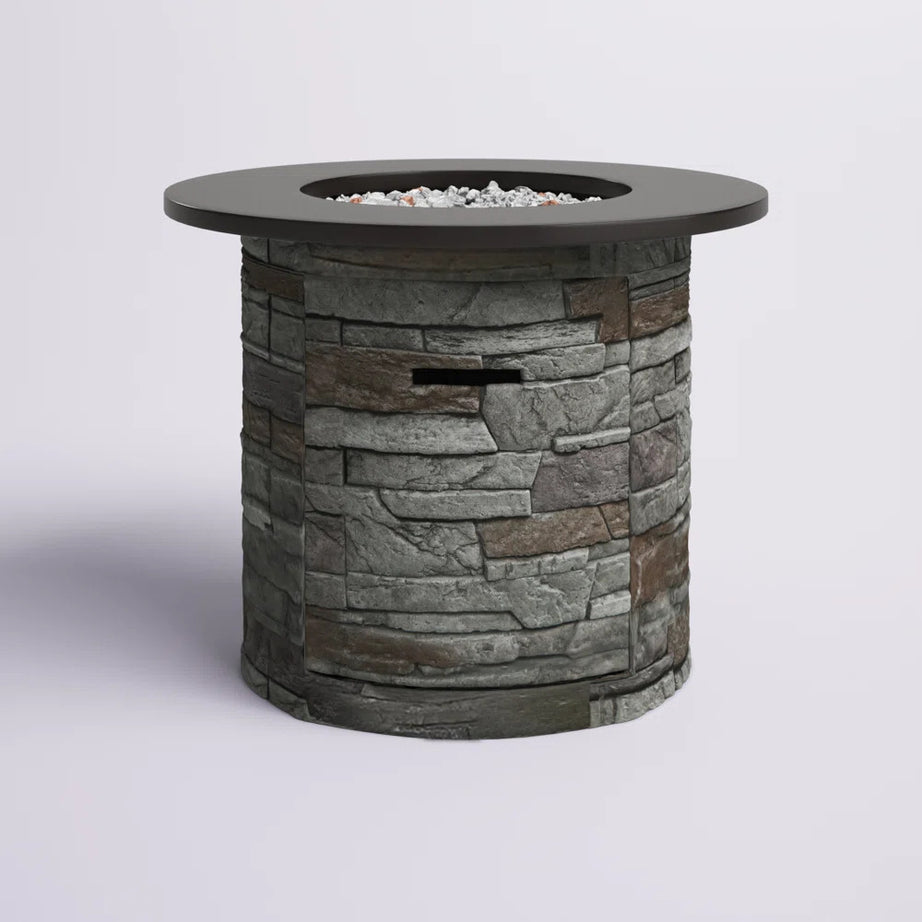 24'' H x 32'' W Fibre Reinforced Concrete Outdoor Fire Pit Table--1