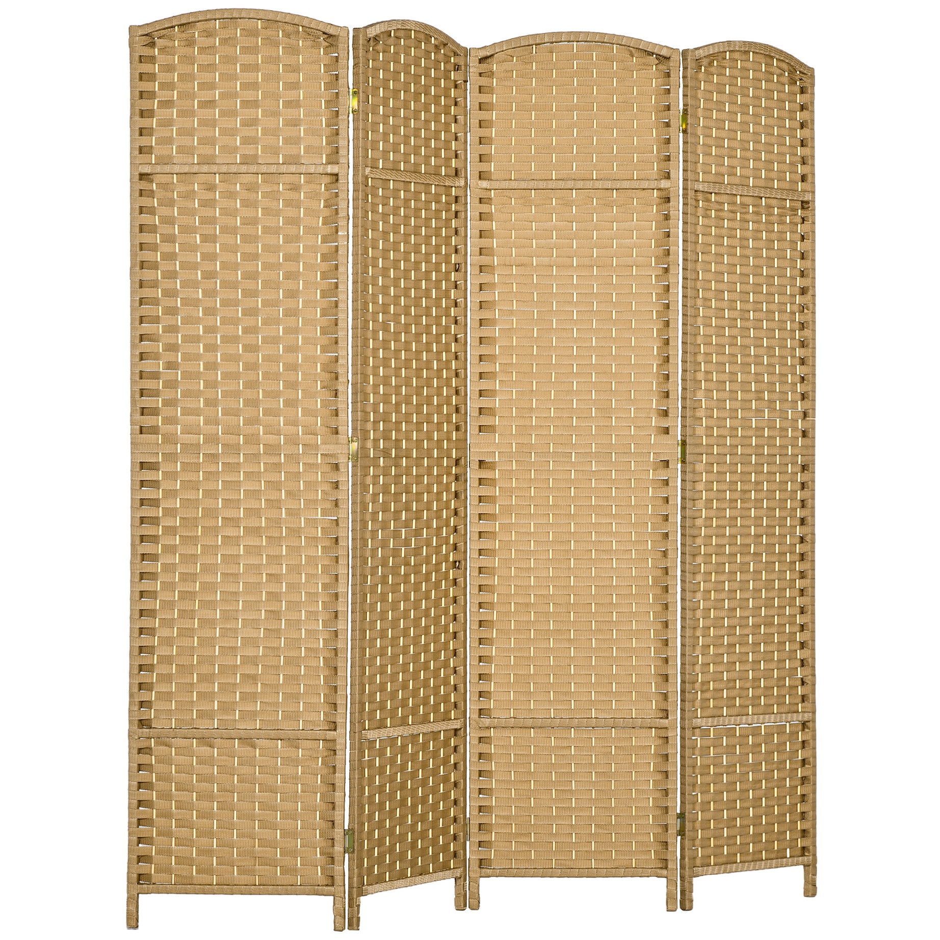 HOMCOM Room Divider, 4 Panel Folding Privacy Screen, 5.6' Tall Freestanding Wall Partition for Home Office, Bedroom, Nature Wood--1