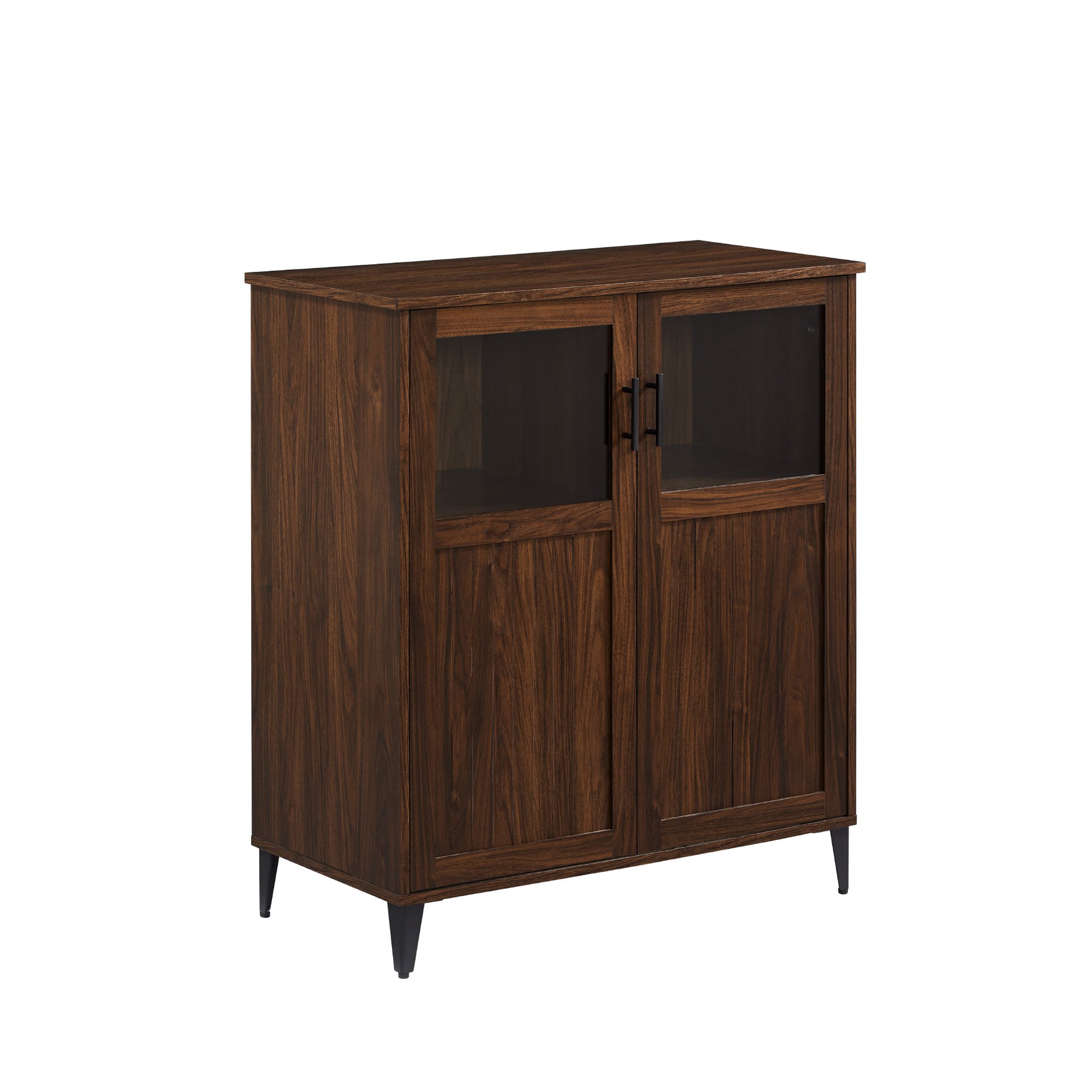 Modern Grooved-Door Accent Cabinet – Dark Walnut--1