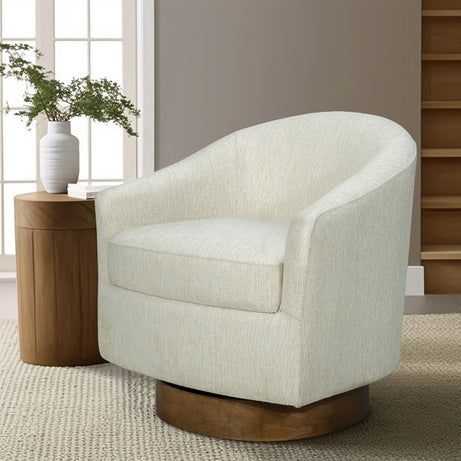 Upholstered Swivel Chair with Wood Base--1