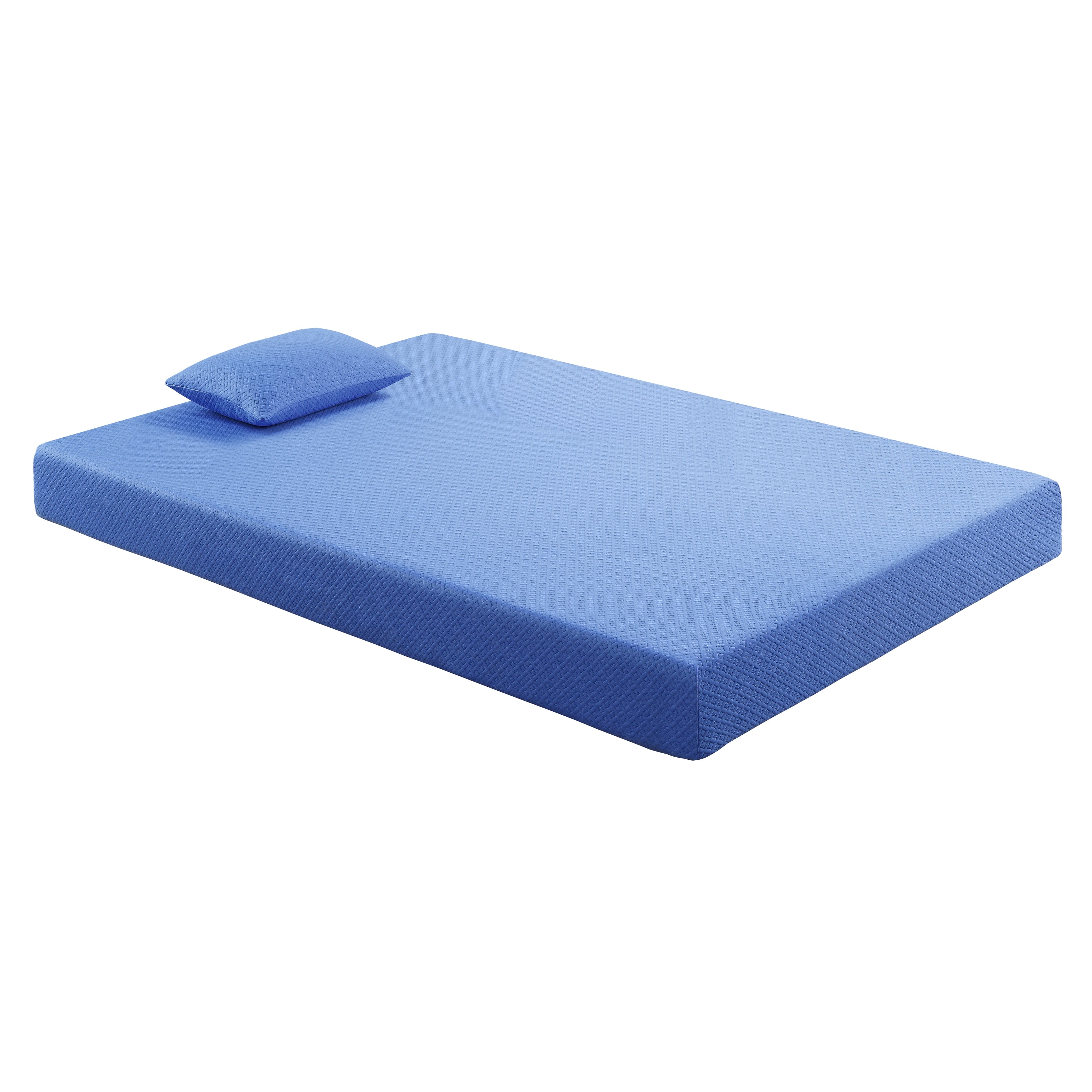 7inch Full Mattress and Pillow Set Breathable Fabric Gel-Infused Memory Foam Mattress, Blue, Mattress in a Box--1