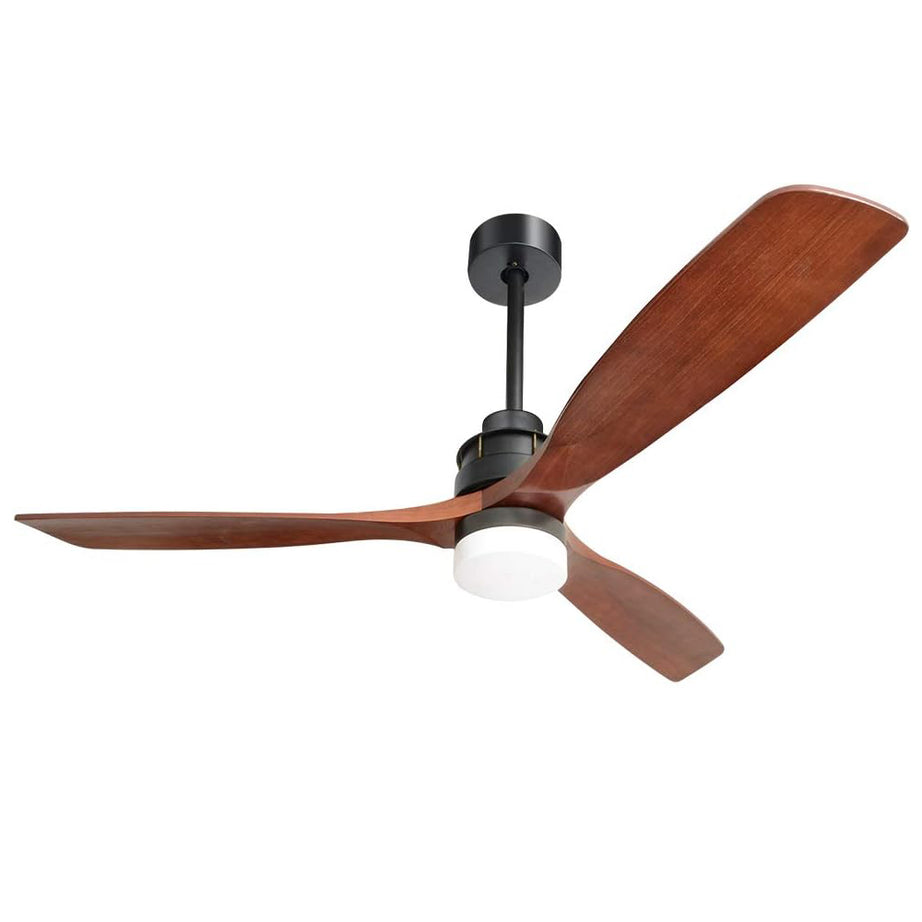 60 Inch Large Ceiling Fan With Dimmable Led Light 3 Solid Wood Blades Remote Control Reversible DC Motor For Living Room--1