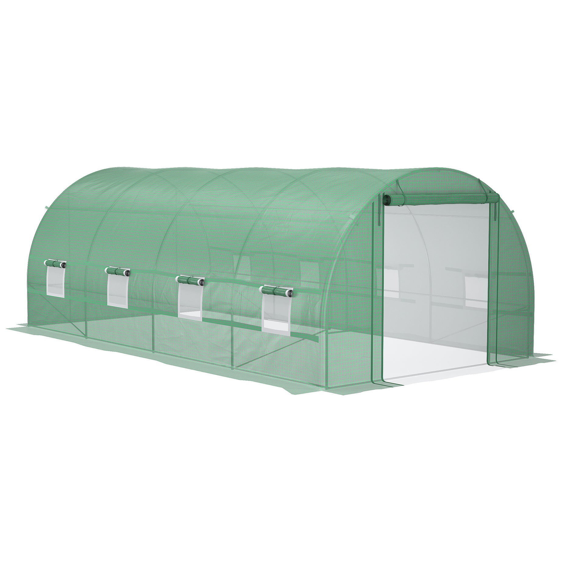 Outsunny 19' x 10' x 7' Walk-In Tunnel Greenhouse with Zippered Door & 8 Mesh Windows, Large Garden Hot House Kit, Galvanized Steel Frame, Green--1