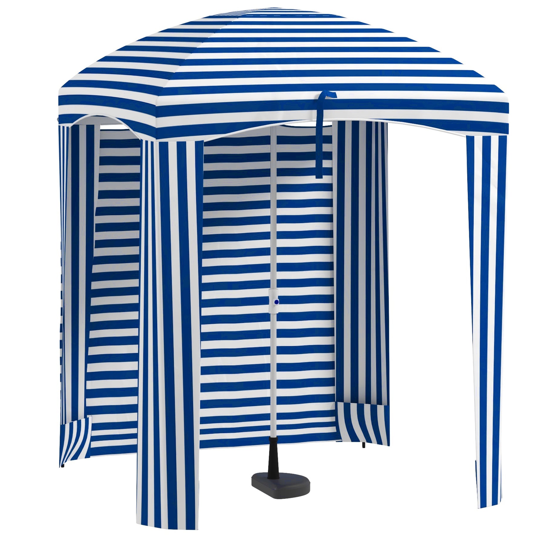 Outsunny 5.9' x 5.9' Portable Beach Umbrella, Ruffled Outdoor Cabana with Walls, Vents, Sandbags, Carry Bag, Blue & White Stripe--1