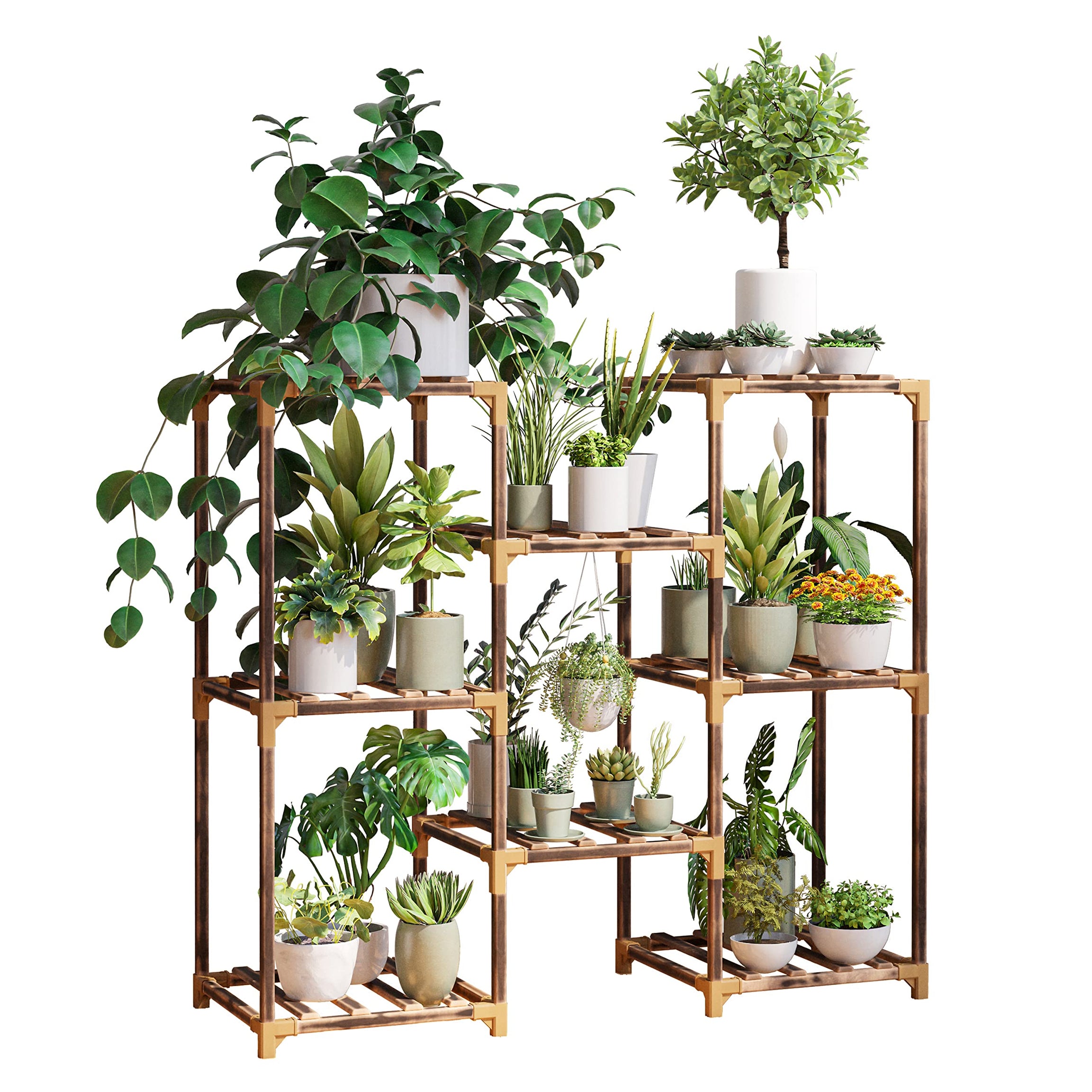 Plant Stand Indoor, Outdoor Wood Plant Stands for Multiple Plants, Plant Shelf Ladder Table Plant Pot Stand for Living Room, Patio, Balcony, Plant Gardening Gift--1