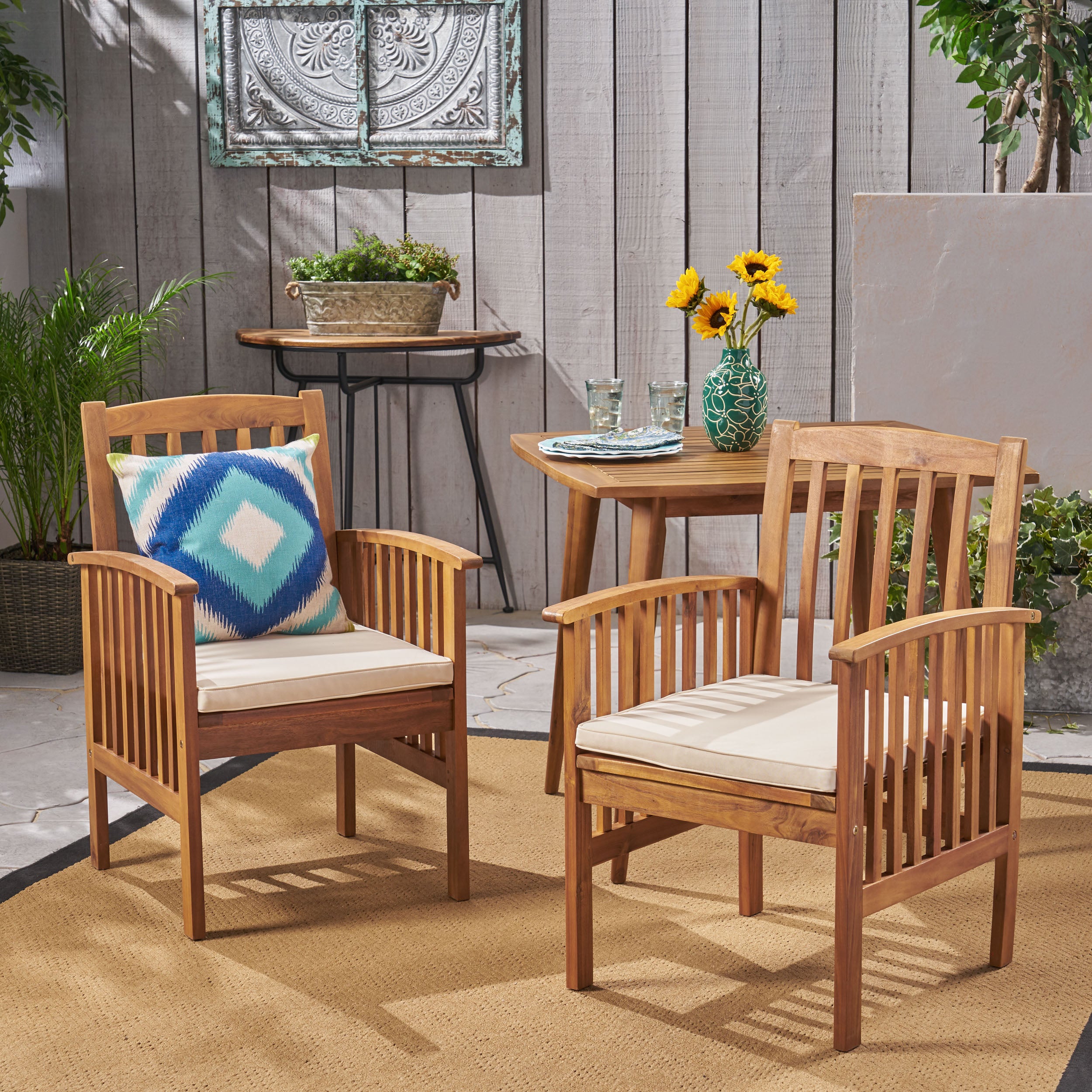 CASA ACACIA DINING CHAIR,2PCS with 2 Cushions--1