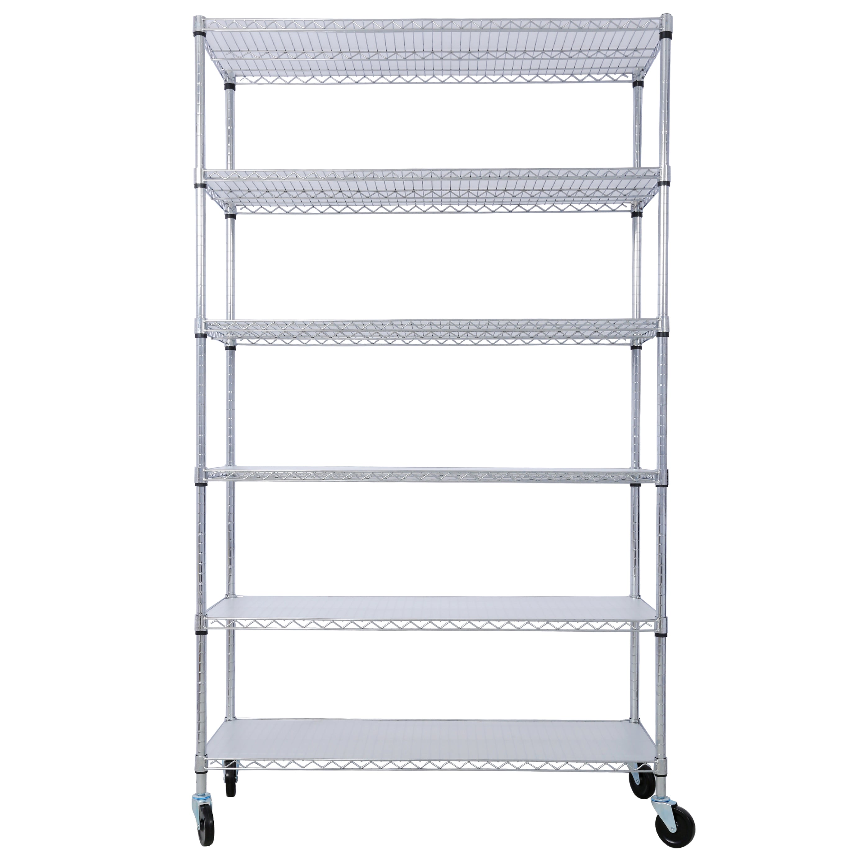 6 Tier 6000lbs Capacity NSF Metal Shelf Wire Shelving Unit, Heavy Duty Adjustable Storage Rack with Wheels & Shelf Liners for Commercial Grade Utility Steel Storage Rack, chrome- 84"H x 48"L x 20"D--1